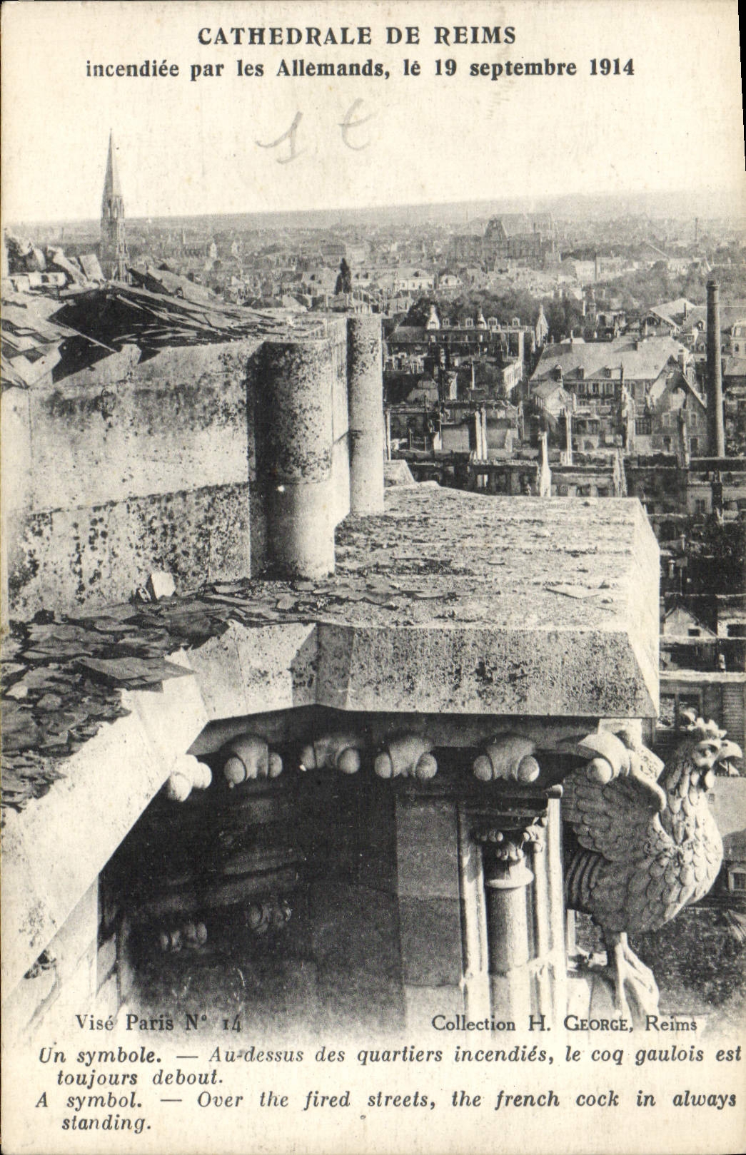 CPA Cathedrale de Reims incendiee par les Allemand le 19 septembre 1914