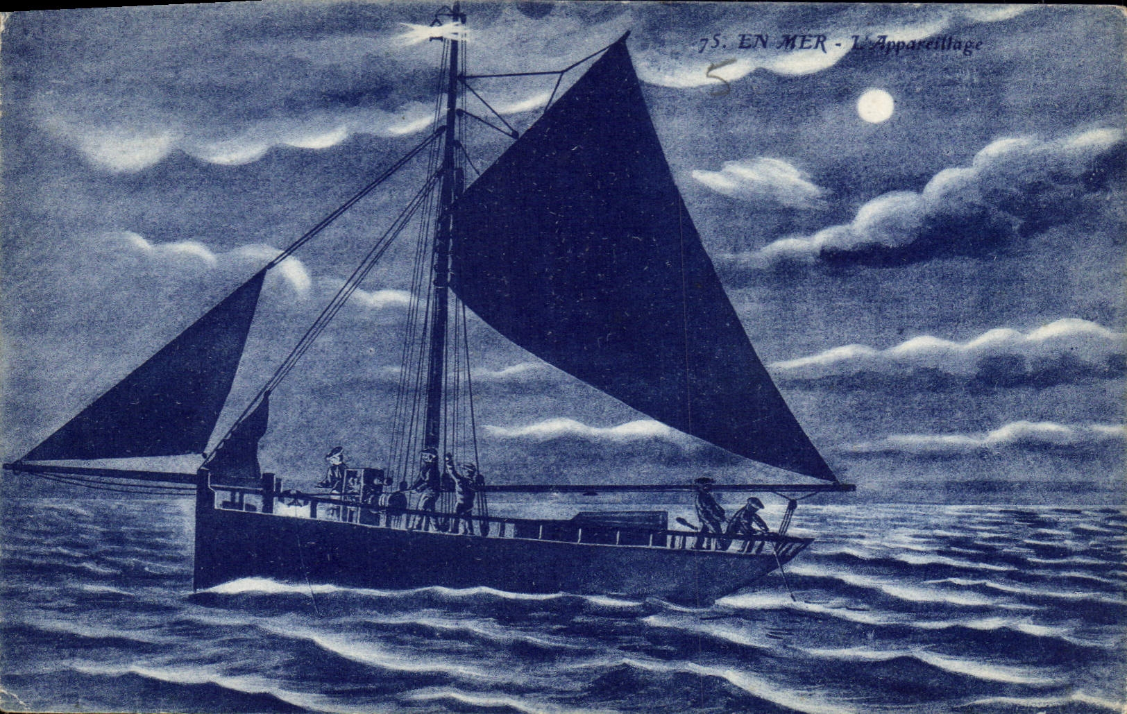 CPA Bateau En mer L'Appareillage 