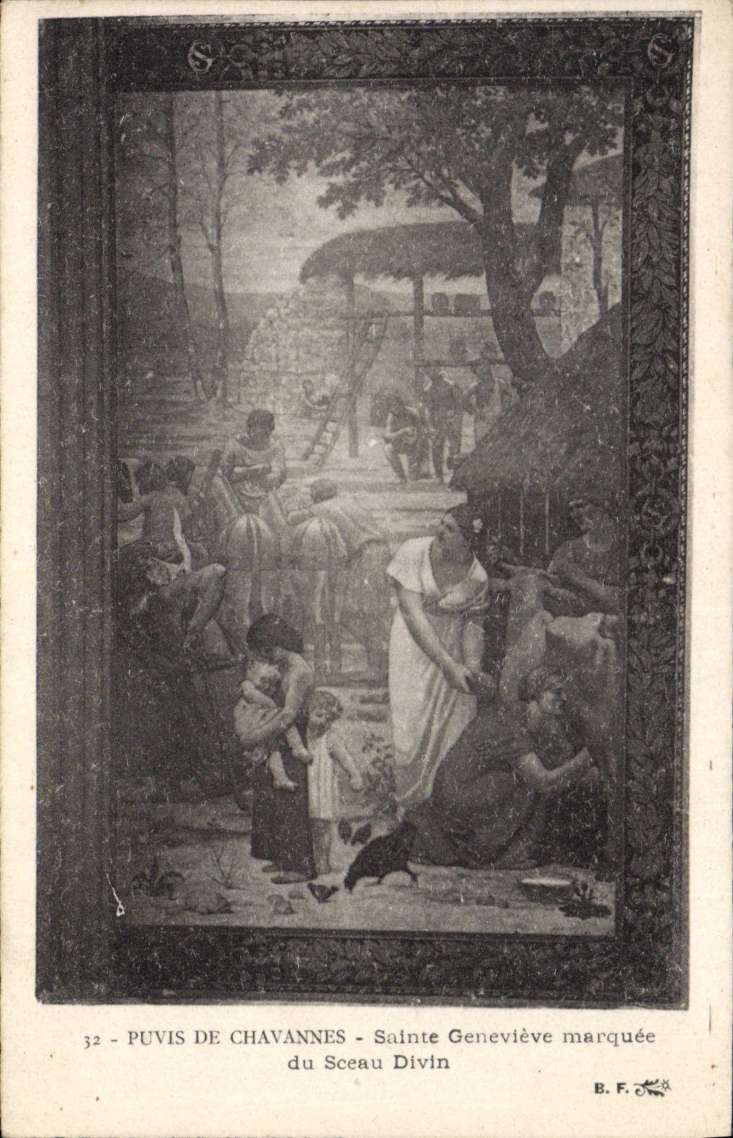 CPA Puvis de Chavannes Sainte Genevieve marquee du Sceau Divin 