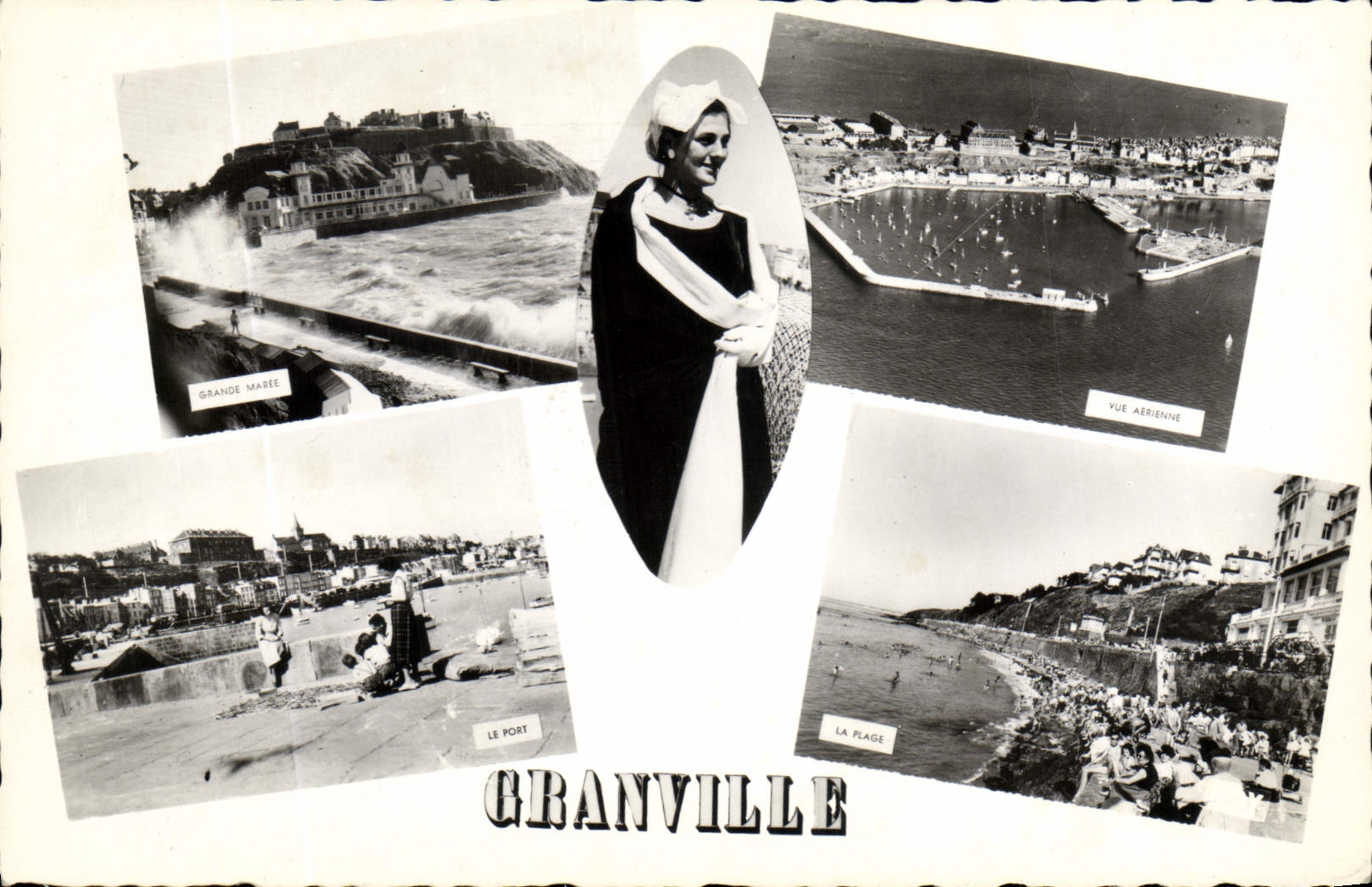 CPA Souvenir de Granville Grande maree le port de peche Vue aerienne La plage