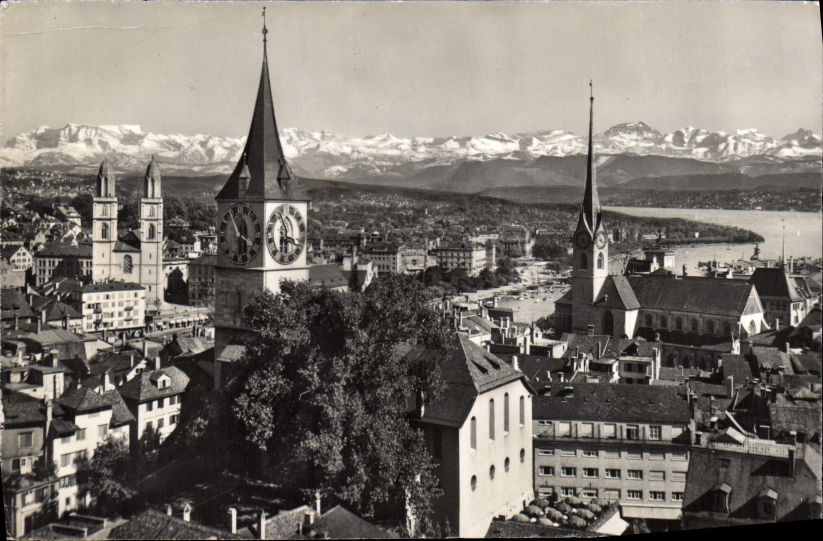 CPM Zurich Grossmunster St Peter fraumunsterkirche und die Alpen