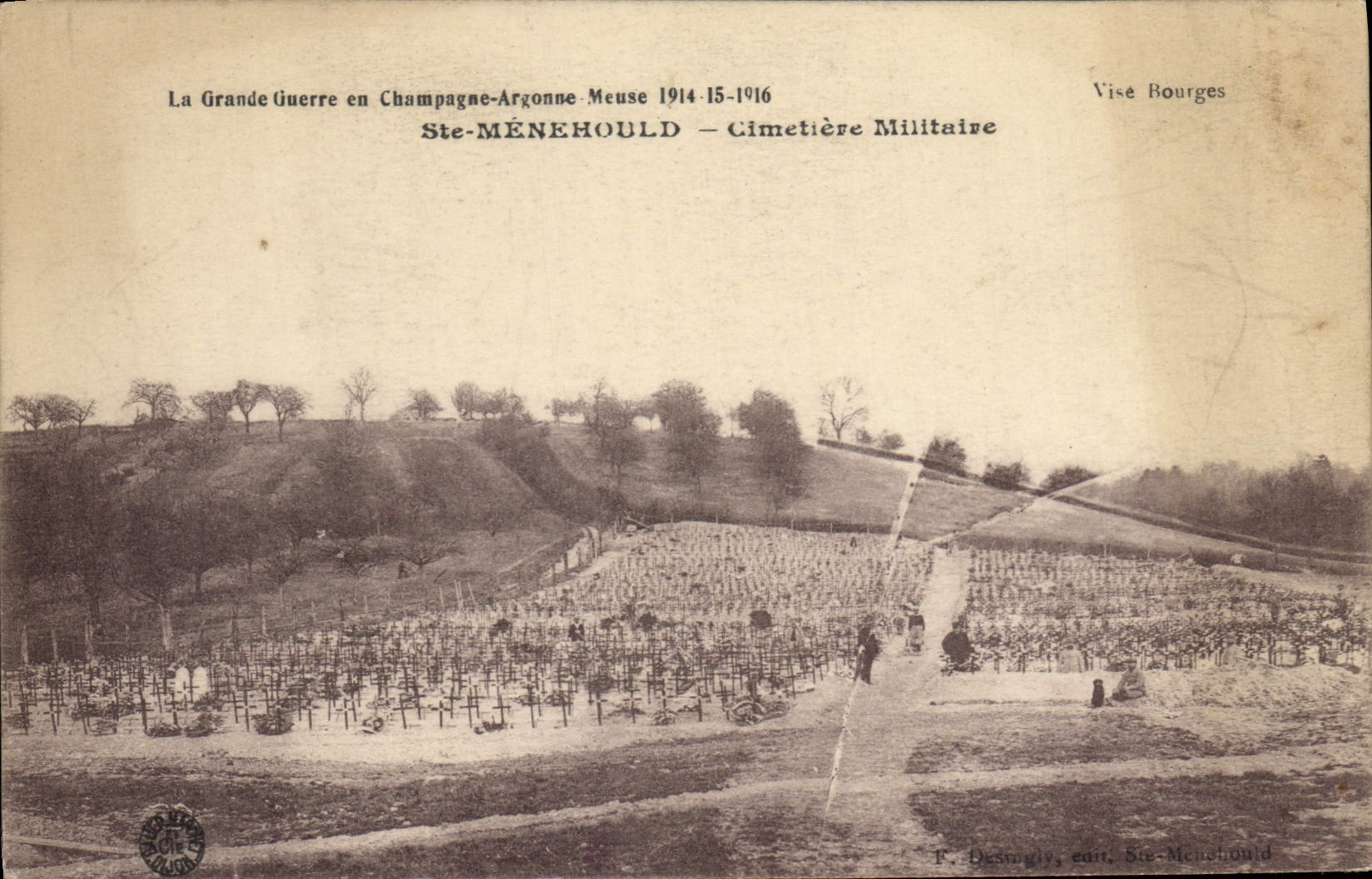 CPA Militaria La Grande guerre en Champagne Argonne Meuse 1914 15 16 Ste Menehould Cimetiere Militai