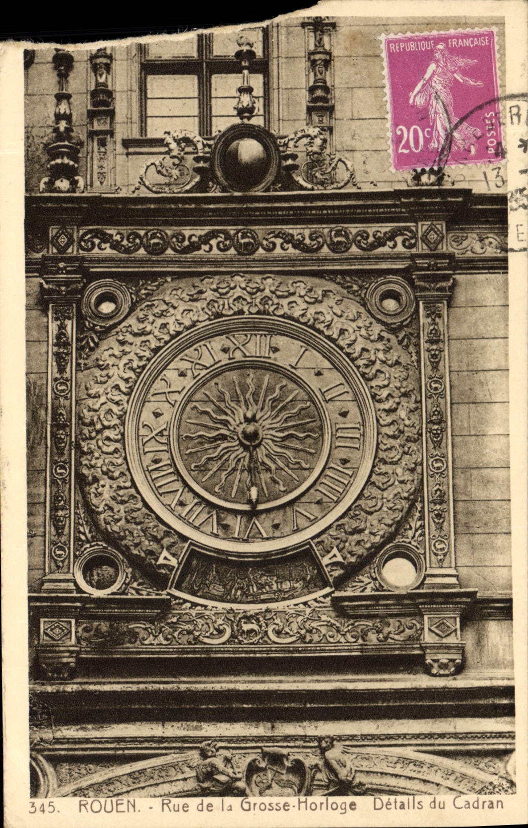 CPA Rouen Rue de la Grosse Horloge datails du Cadran