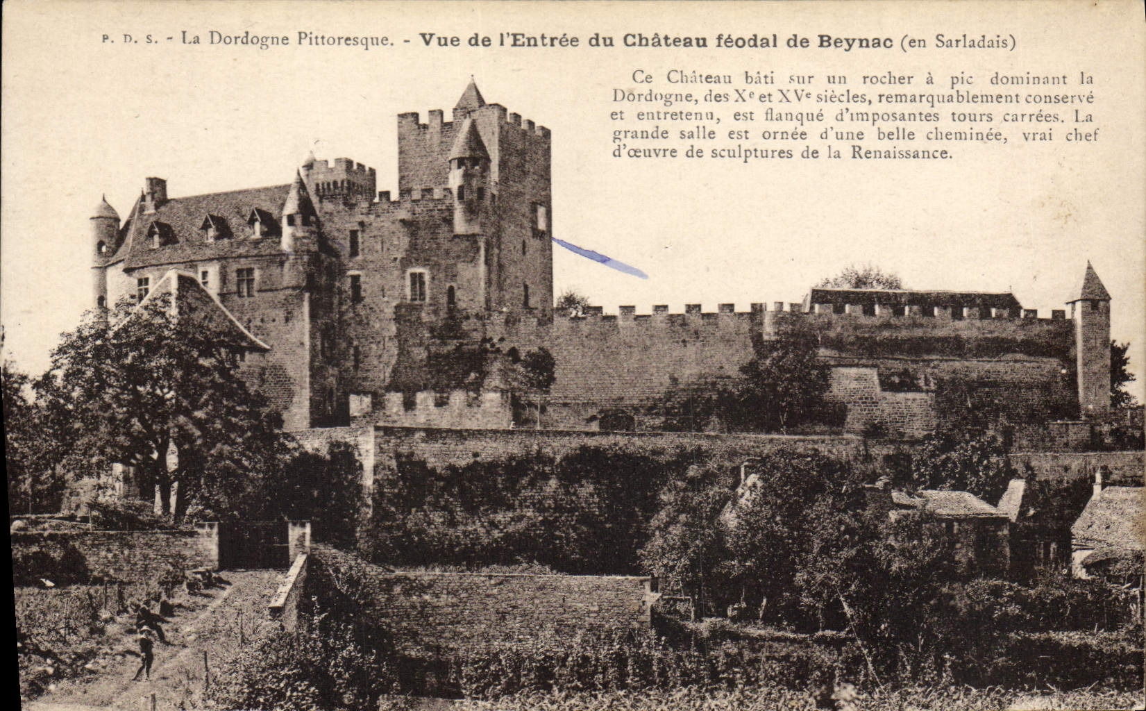 CPA La Dordogne Pittoresque Vue de l'Entree du Chateau Feodal de Beynac en Sarladais