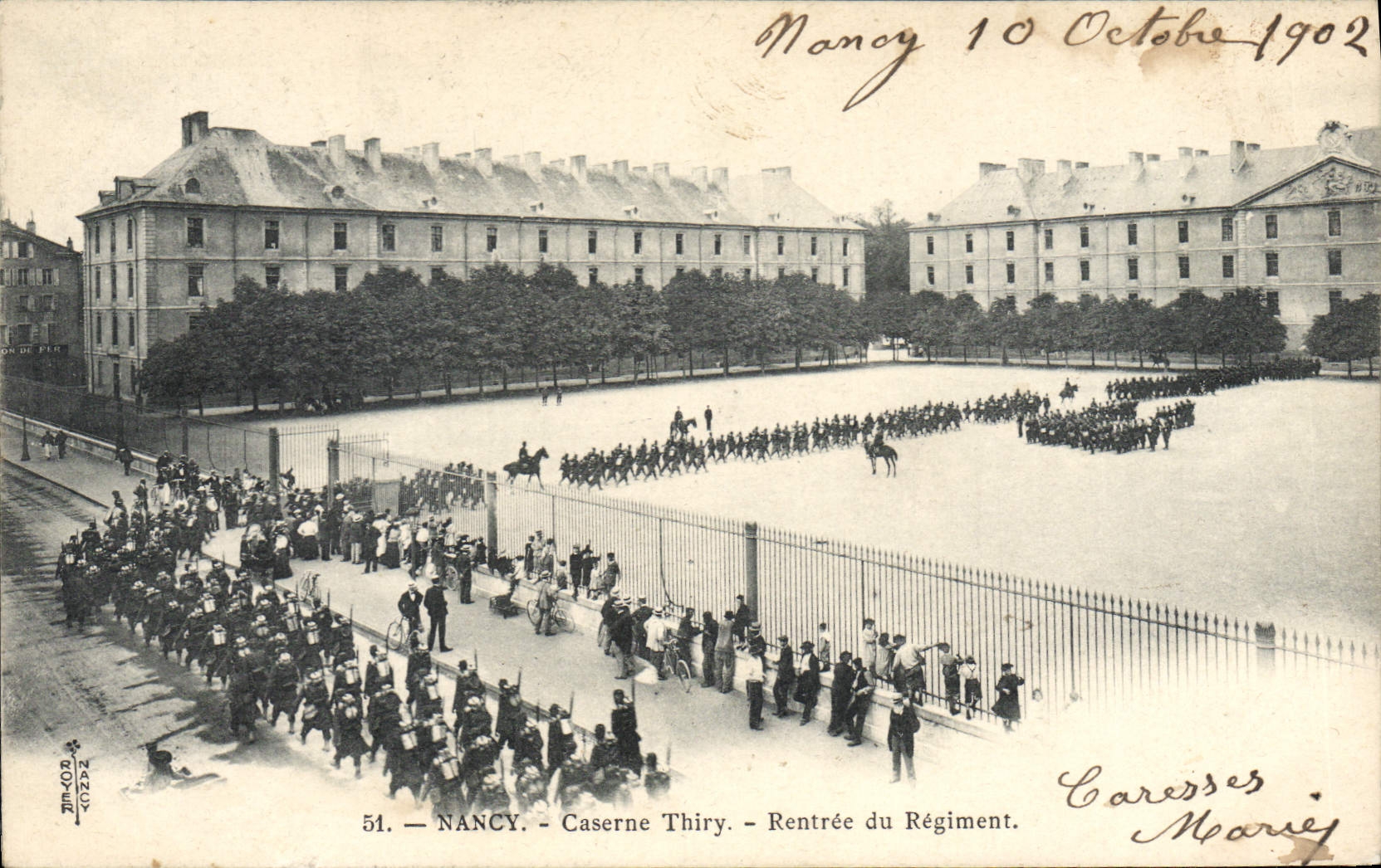 CPA Nancy Caserne Thiry Rentree du Regiment Militaria