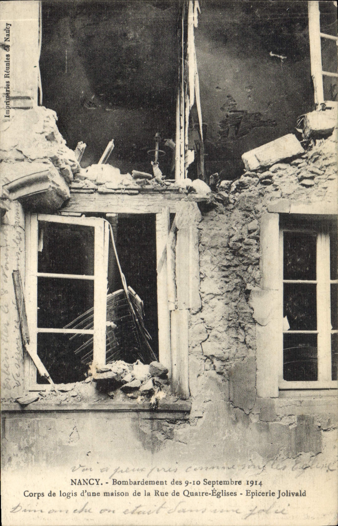 CPA Nancy Bombardement des 9 10 Septembre 1914 Corps de logis d'une maison de la Rue des Quatre Egli