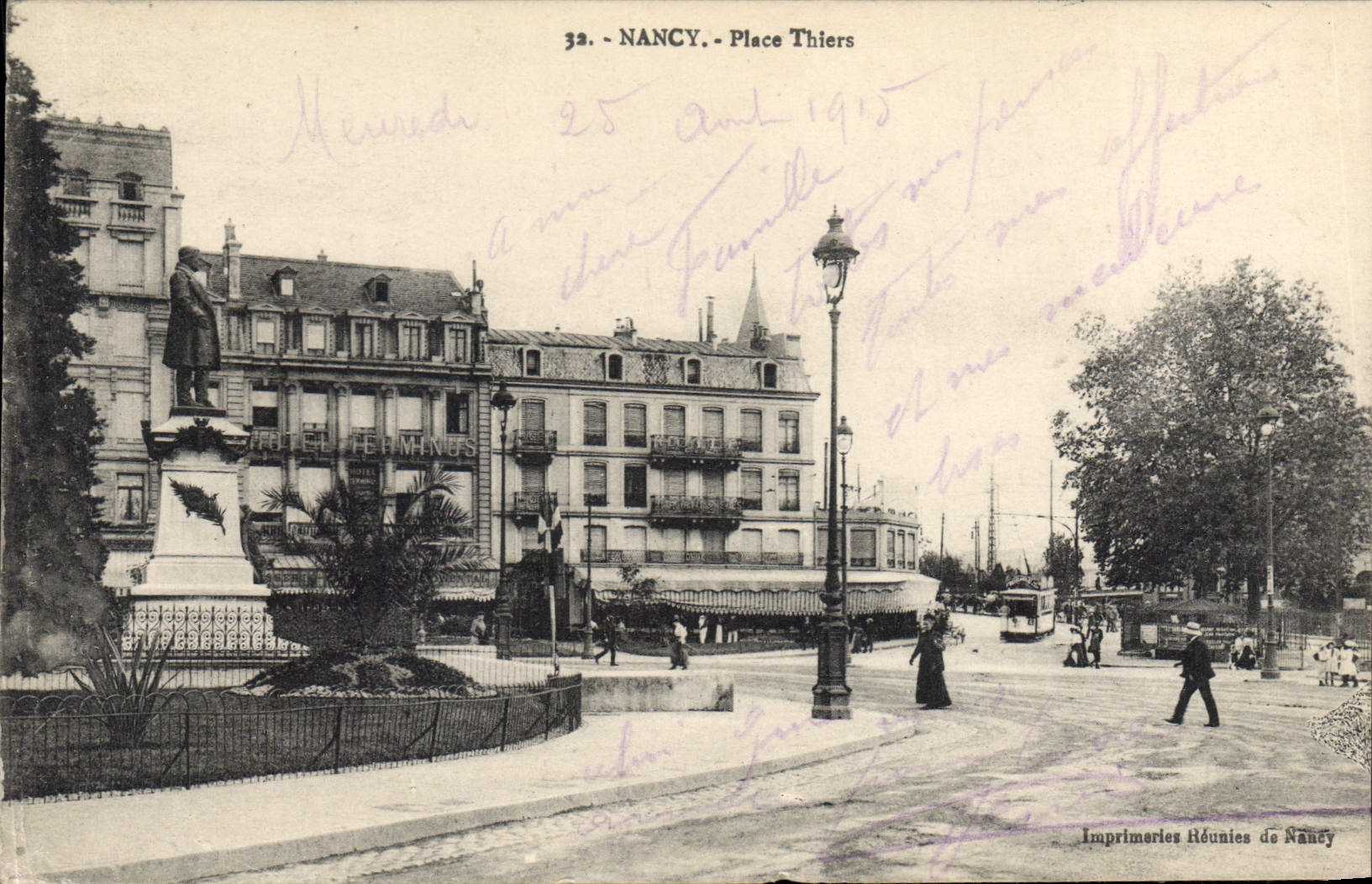 CPA Nancy Place Thiers Tramway