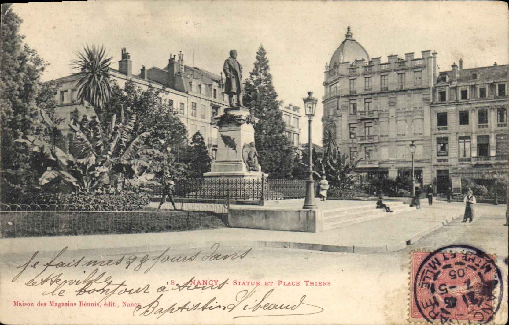 CPA Nancy Statue et Place Thiers 