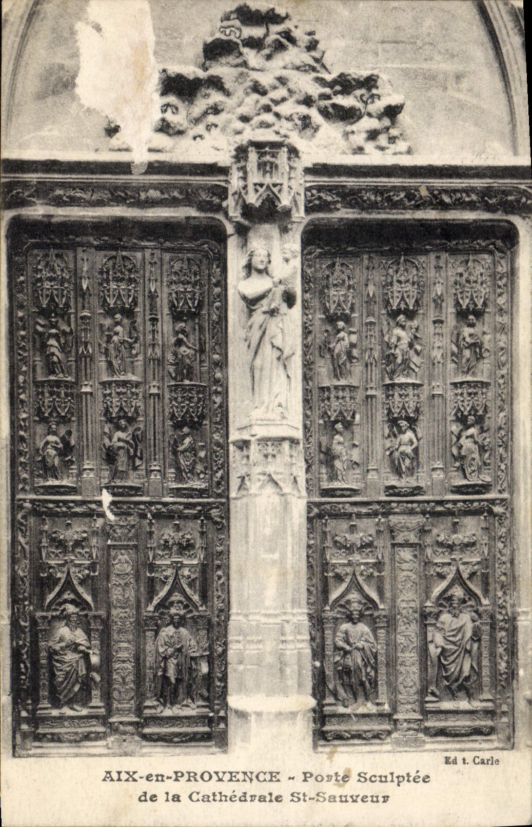 CPA Aix en Provence Porte Sculptee de la Cathedrale Saint Sauveur 