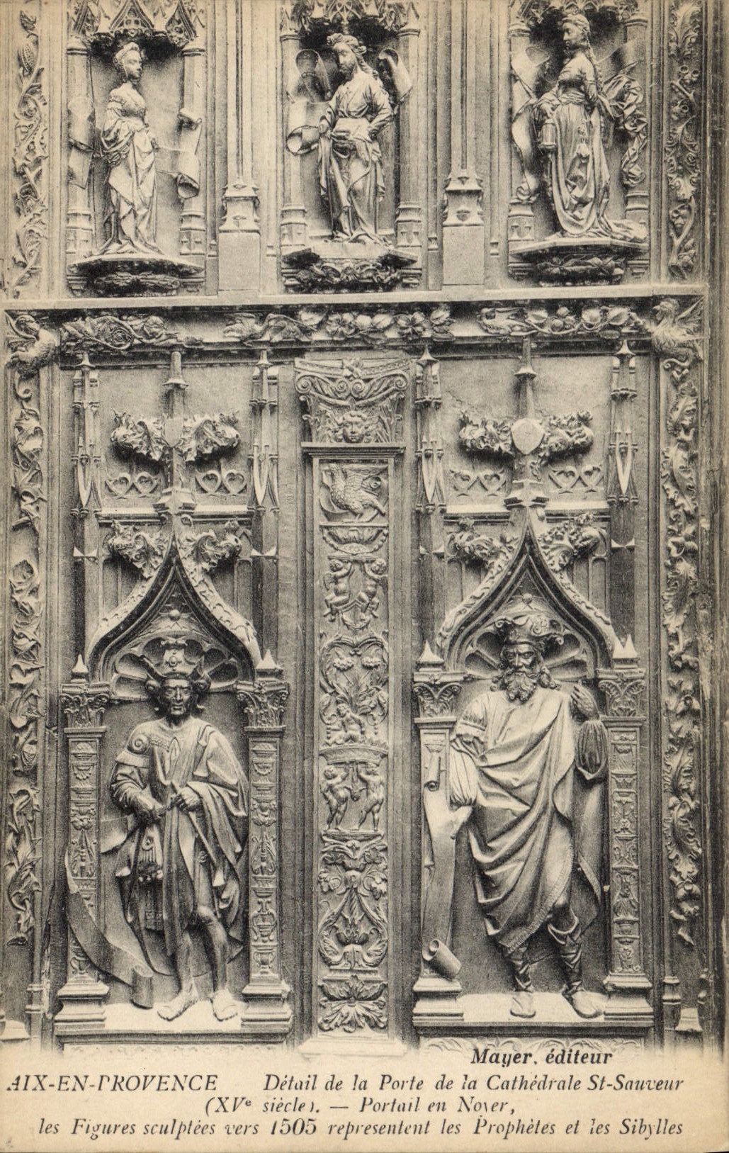 CPA Aix en Provence datail de la Porte de la Cathedrale St Sauveur XV siecle Portail en Noyer 