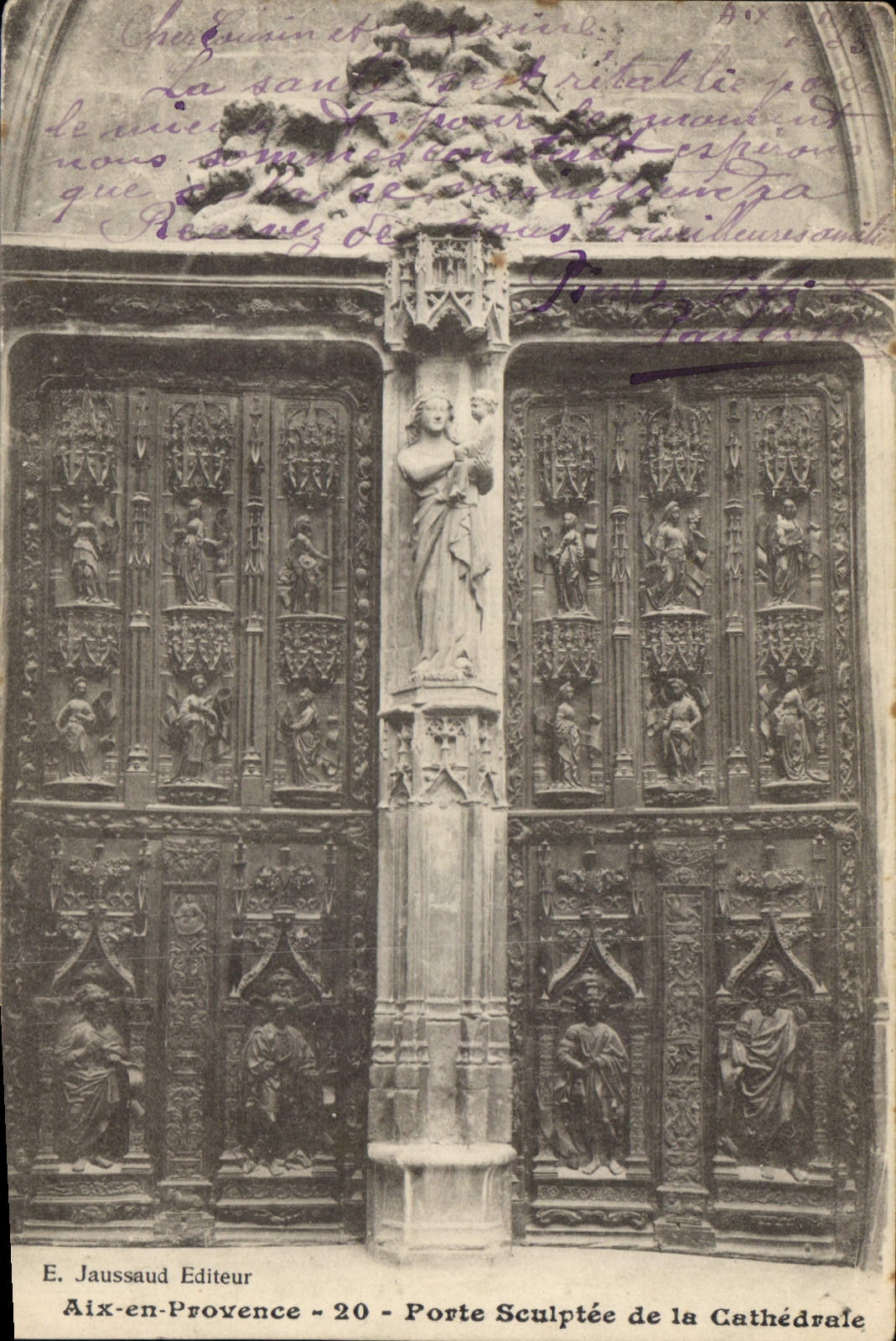 CPA Aix en Provence Porte Sculptee de la Cathedrale