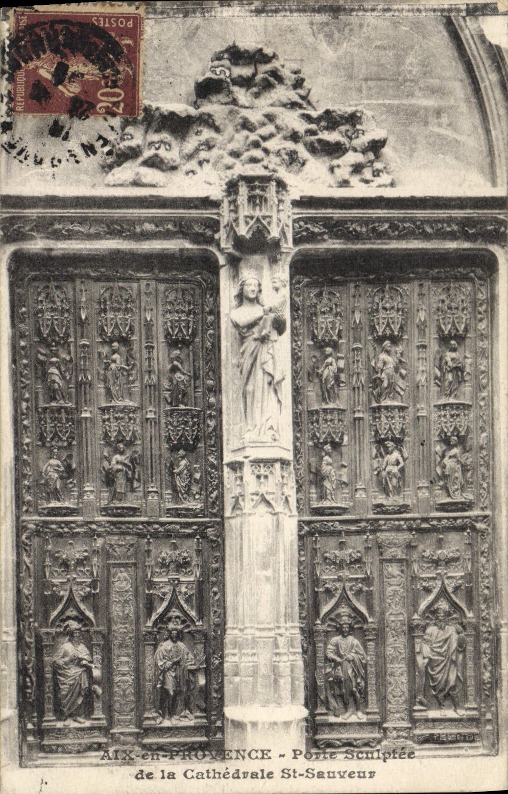 CPA Aix en Provence Porte Sculptee de la Cathedrale St Sauveur 