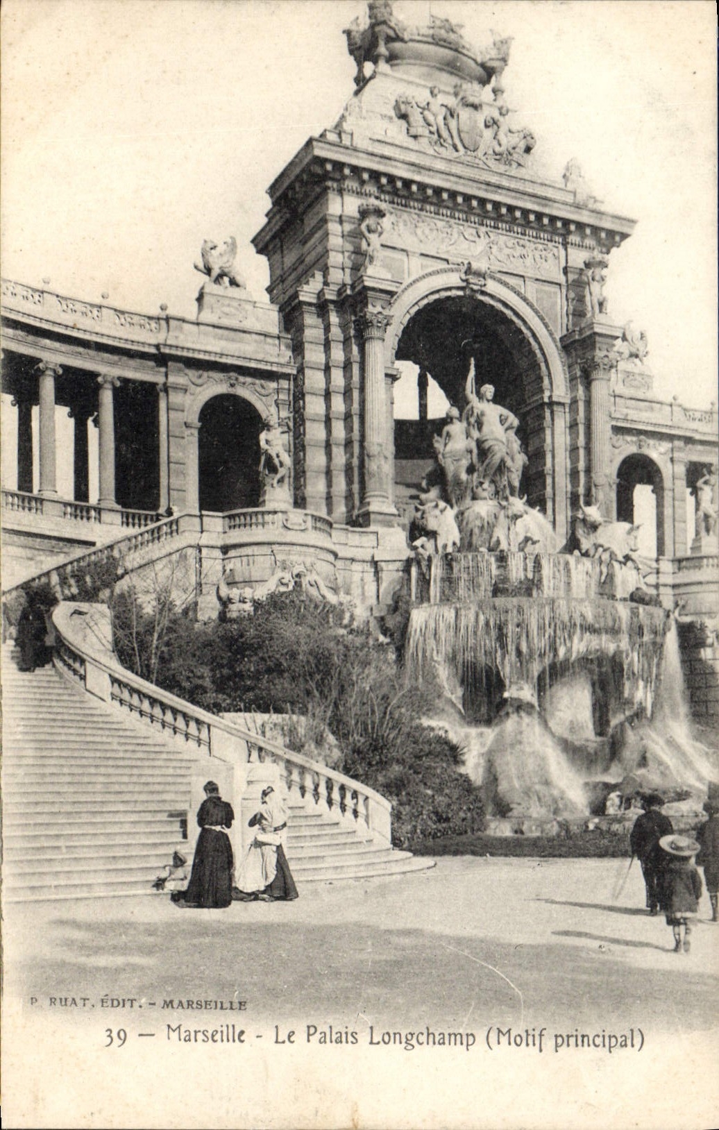 CPA Marseille le palais Longchamp Motif principal 