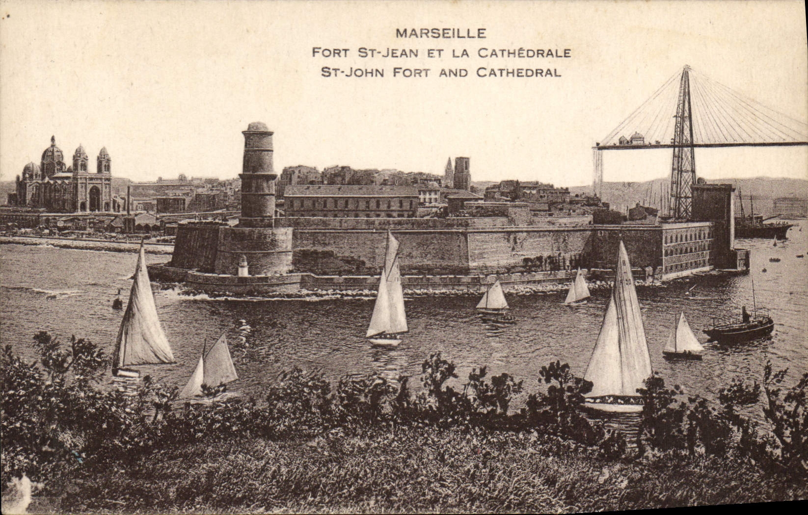 CPA Marseille Fort St Jean et la cathedrale