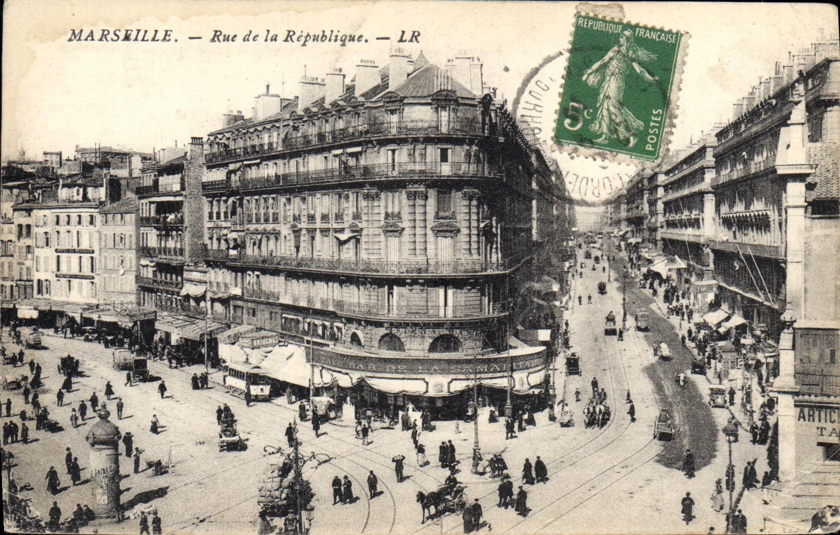 CPA Marseille Rue de la Republique Tramways