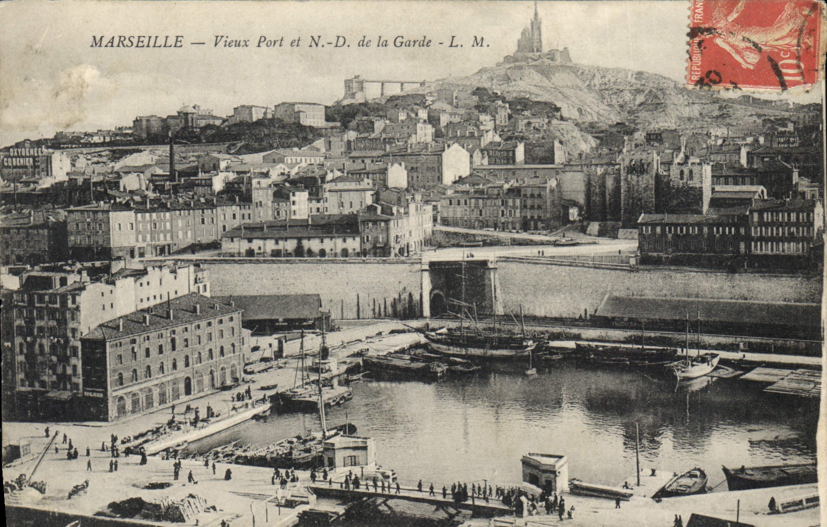 CPA Marseille vieux port et N D de la Garde 