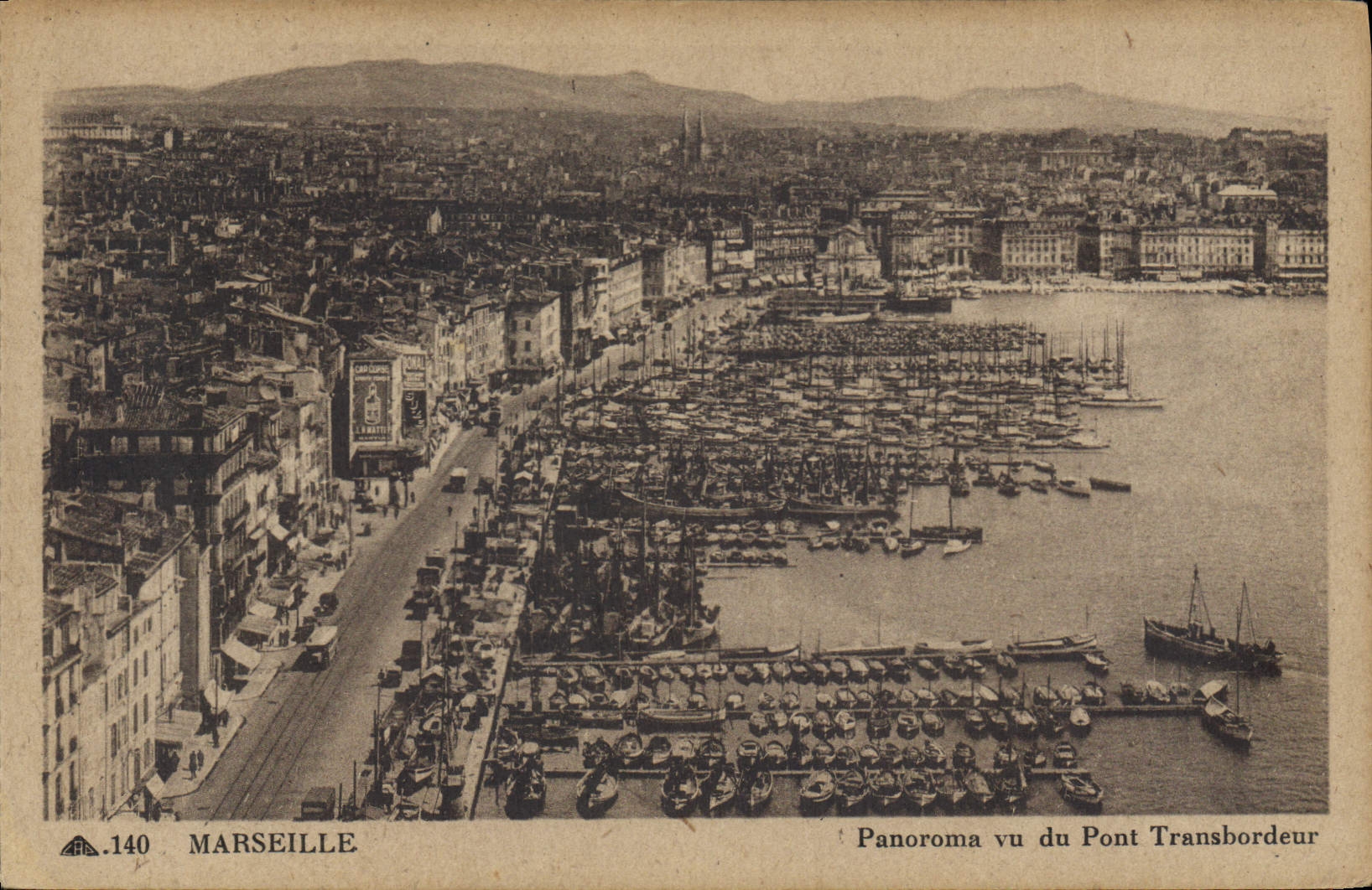 CPA Marseille Panorama de Pont Transbordeur Bateaux