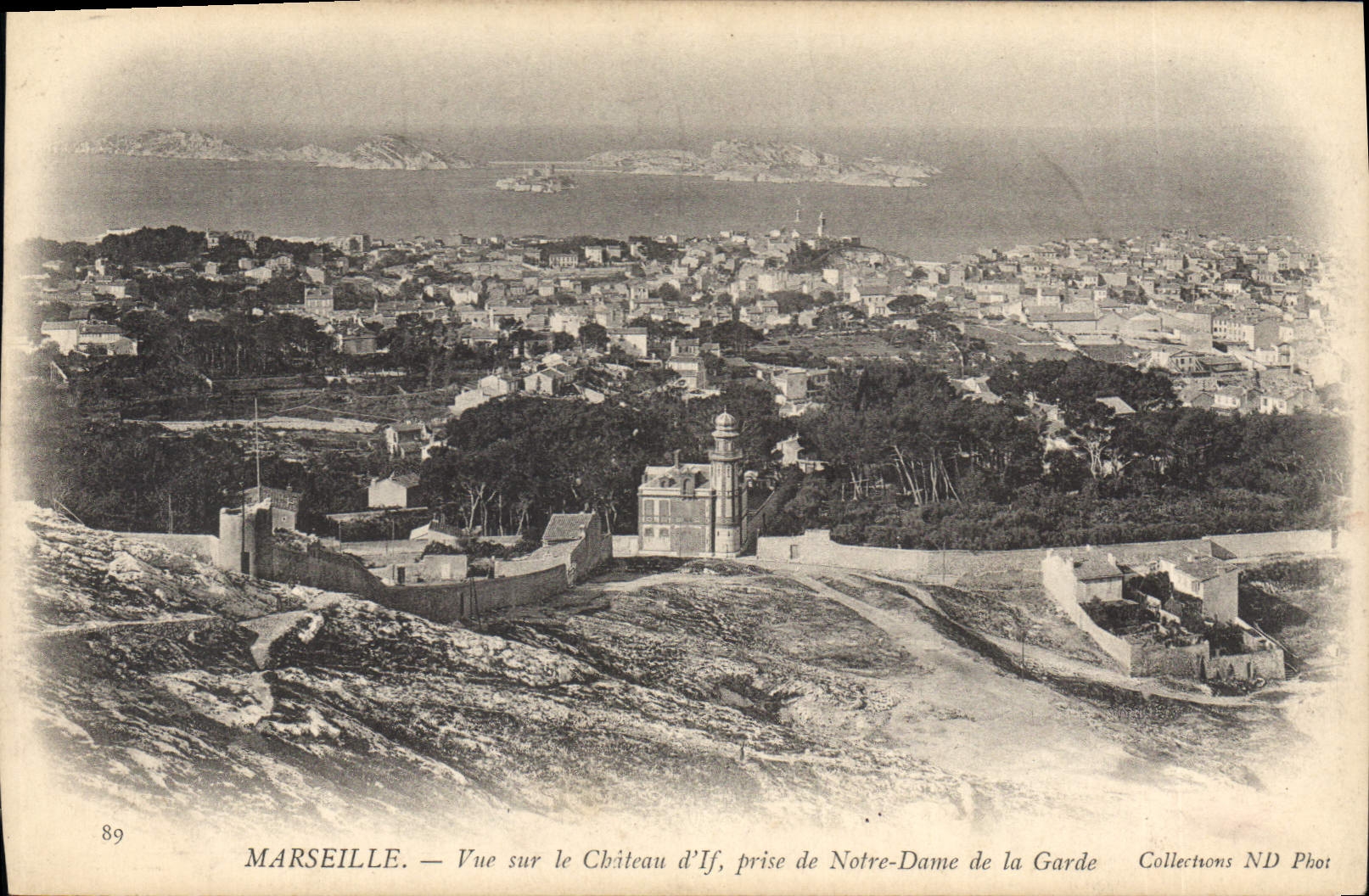 CPA Marseille Vue sur le Chateau d'If prise de Notre Dame de la Garde