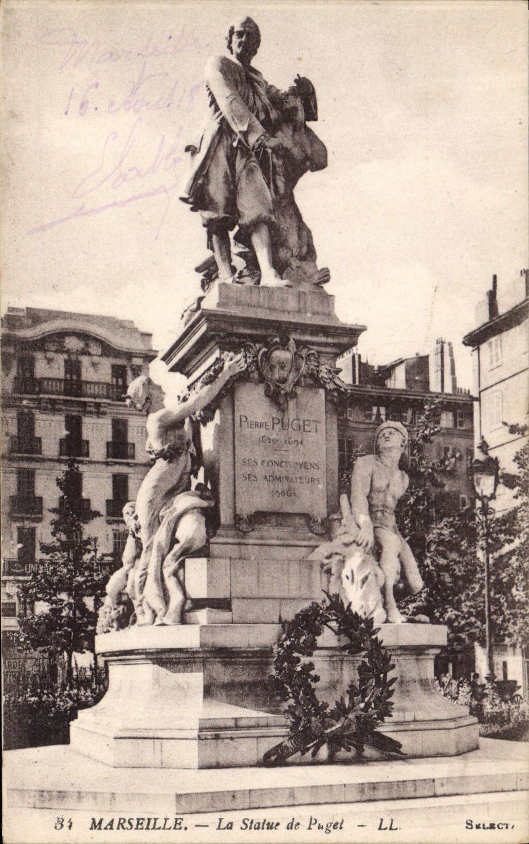 CPA Marseille la statue de Puget 