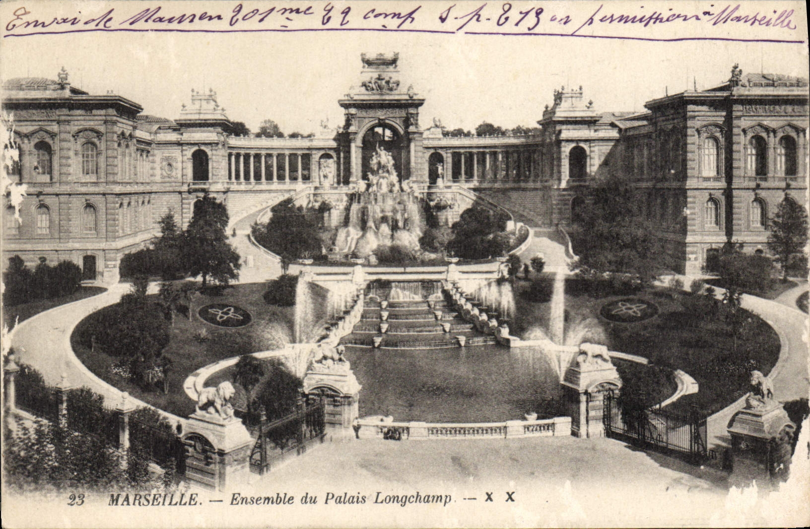 CPA Marseille Ensemble du palais Longchamp