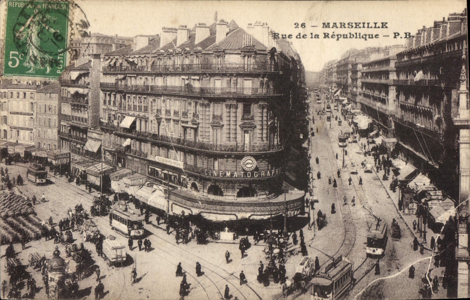 CPA Marseille Rue de la Republique Tramway
