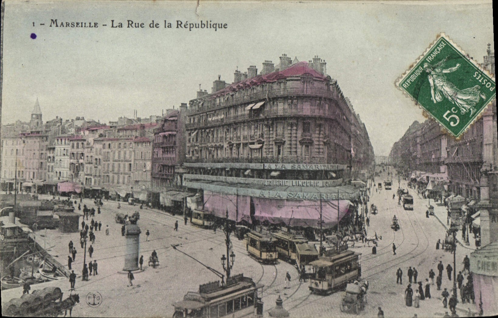 CPA Marseille la Rue de la Republique Tramway