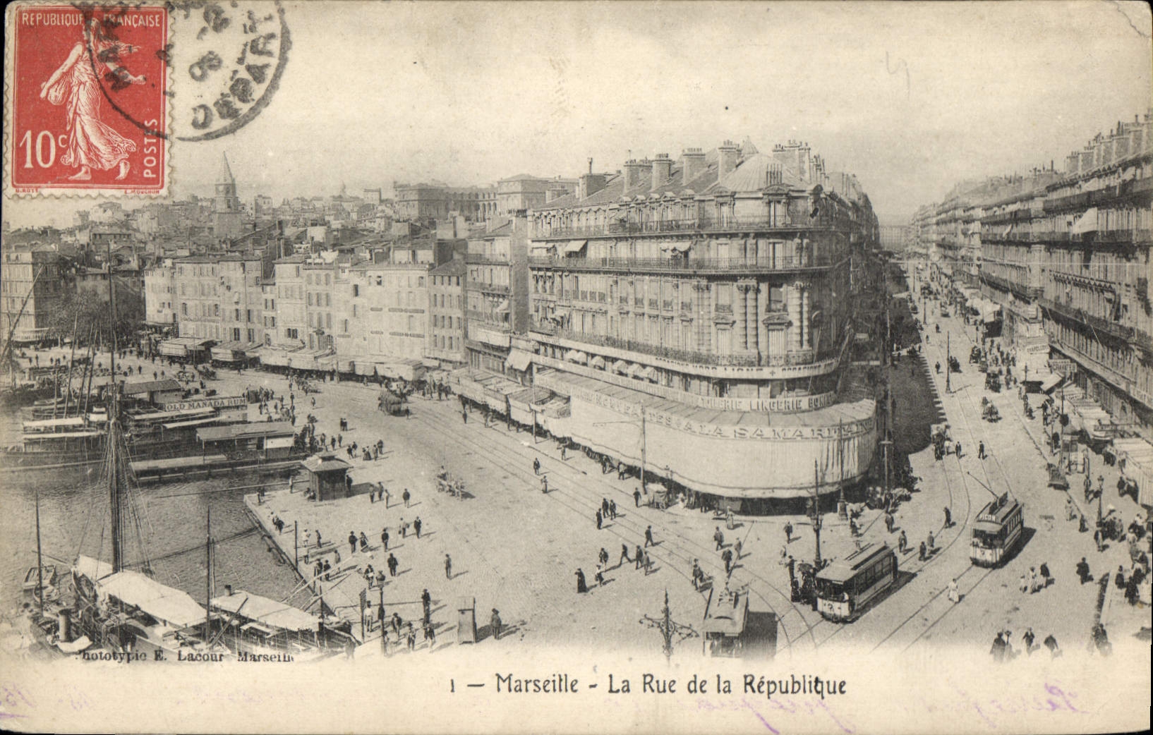 CPA Marseille la Rue de la Republique Tramway