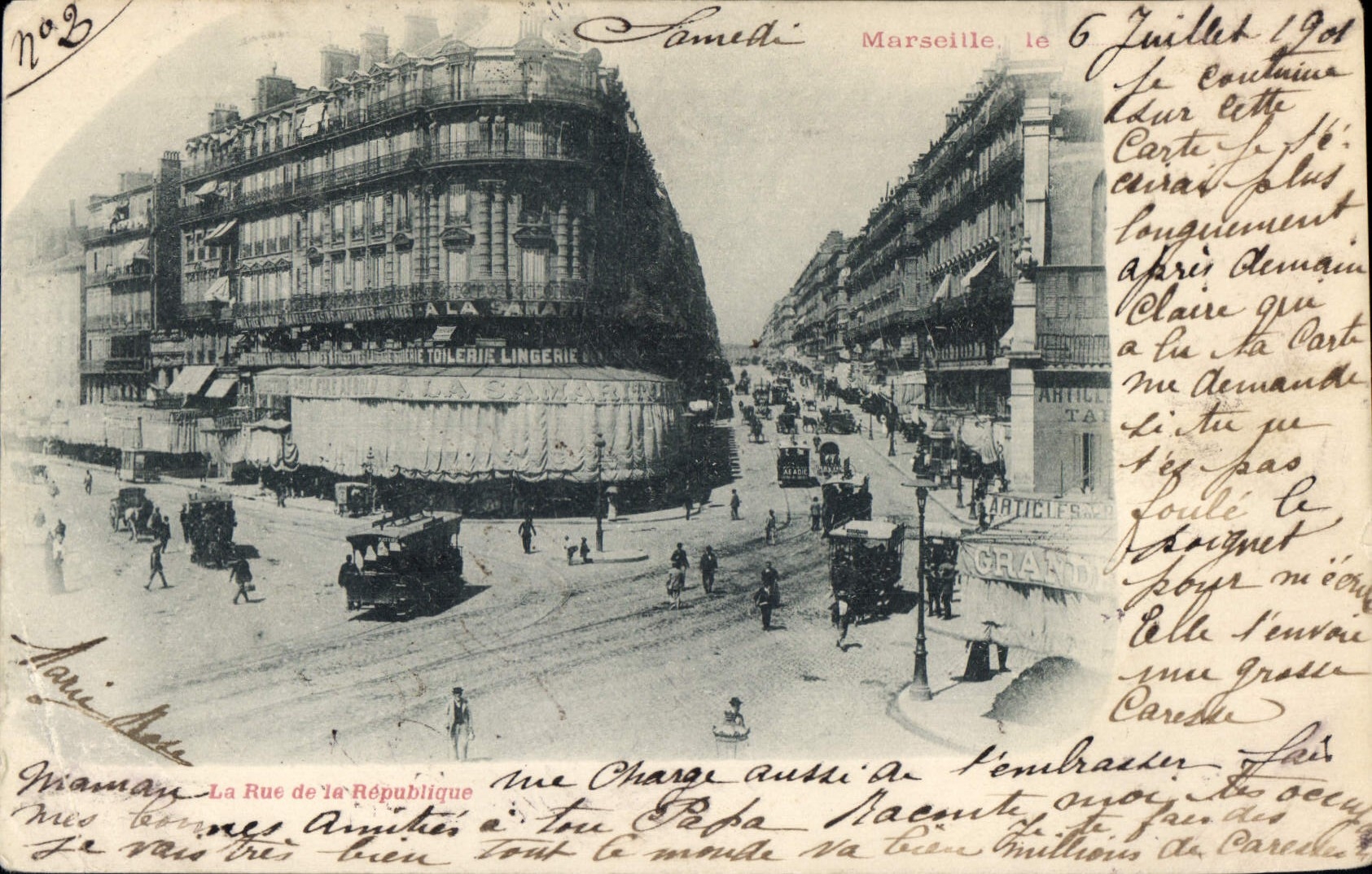 CPA Marseille la Rue de la Republique Tramway