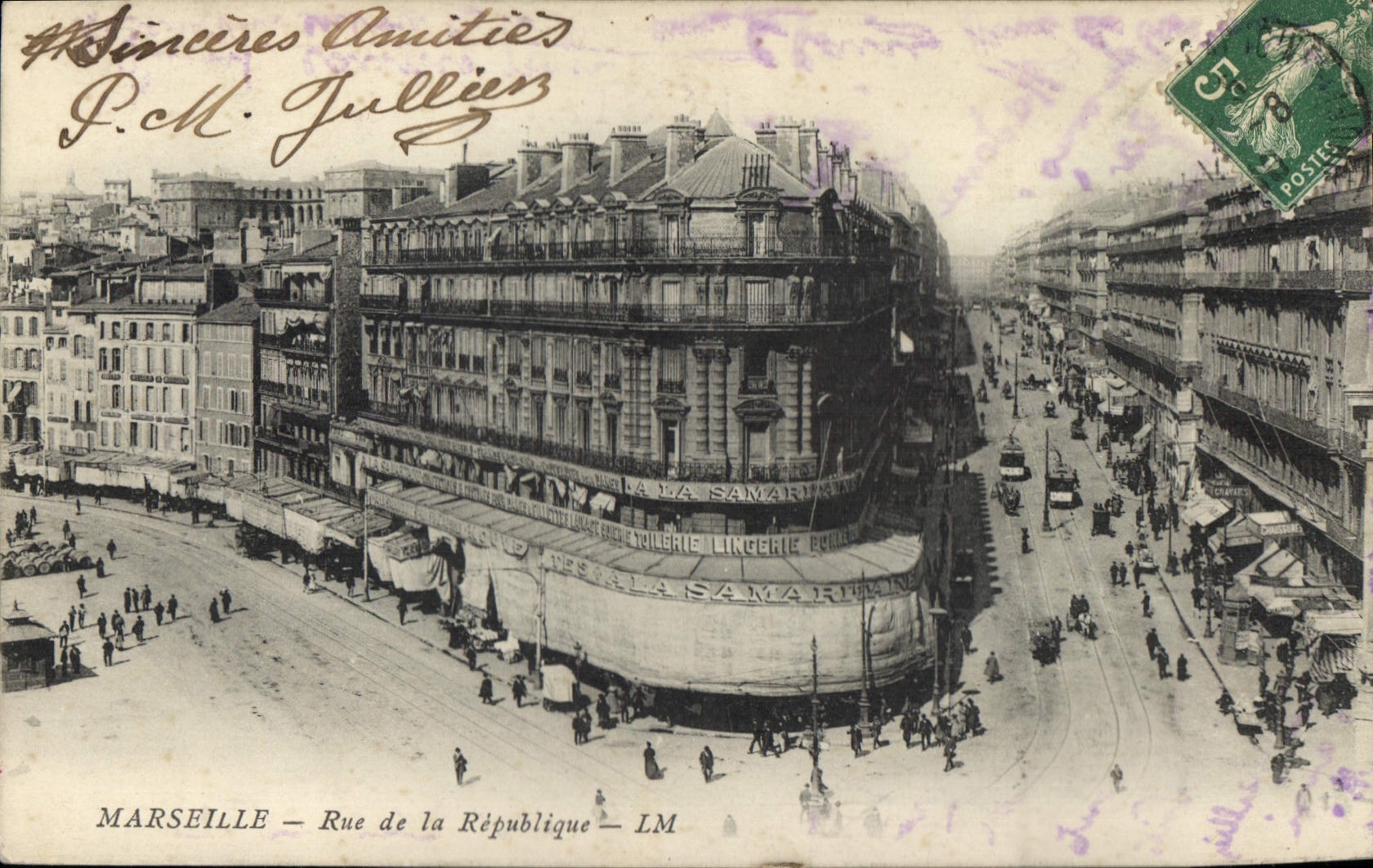 CPA Marseille Rue de la Republique Tramway  