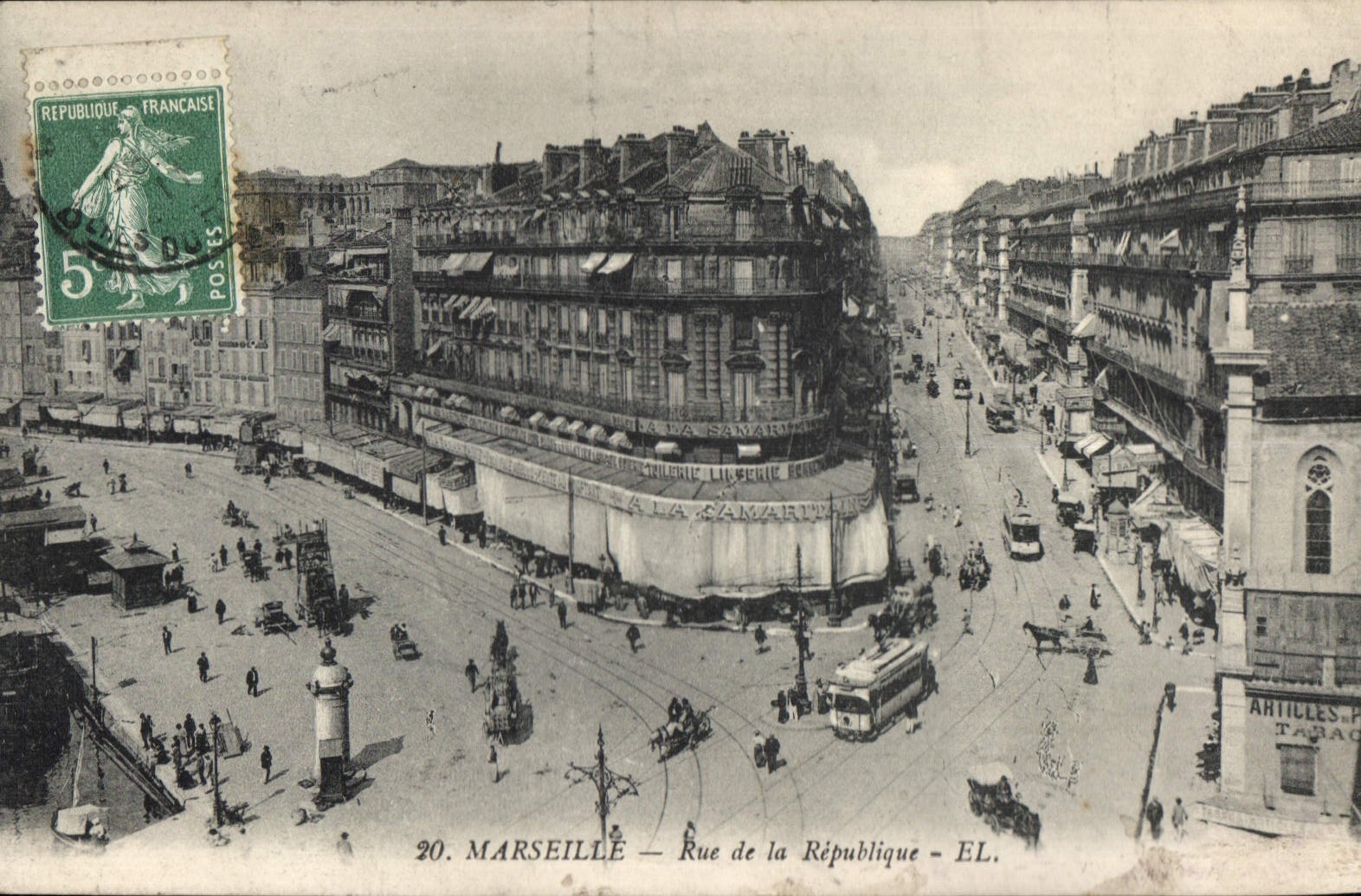 CPA Marseille Rue de la Republique Tramway  