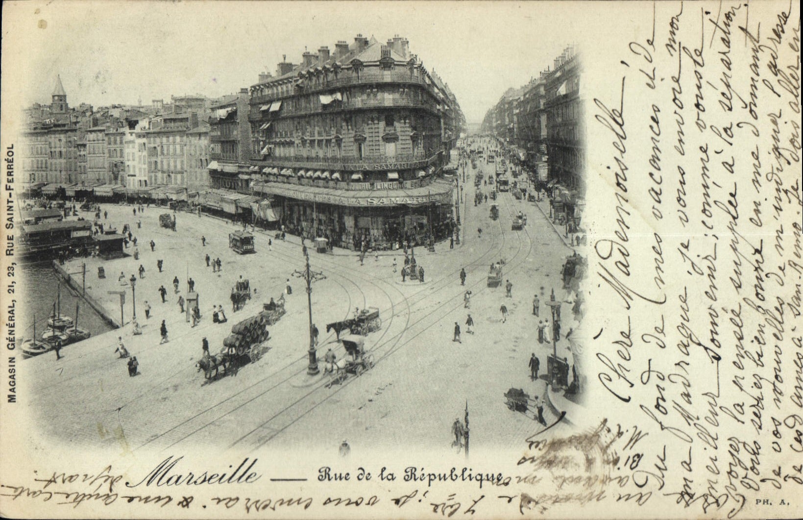 CPA Marseille Rue de la Republique Tramway  