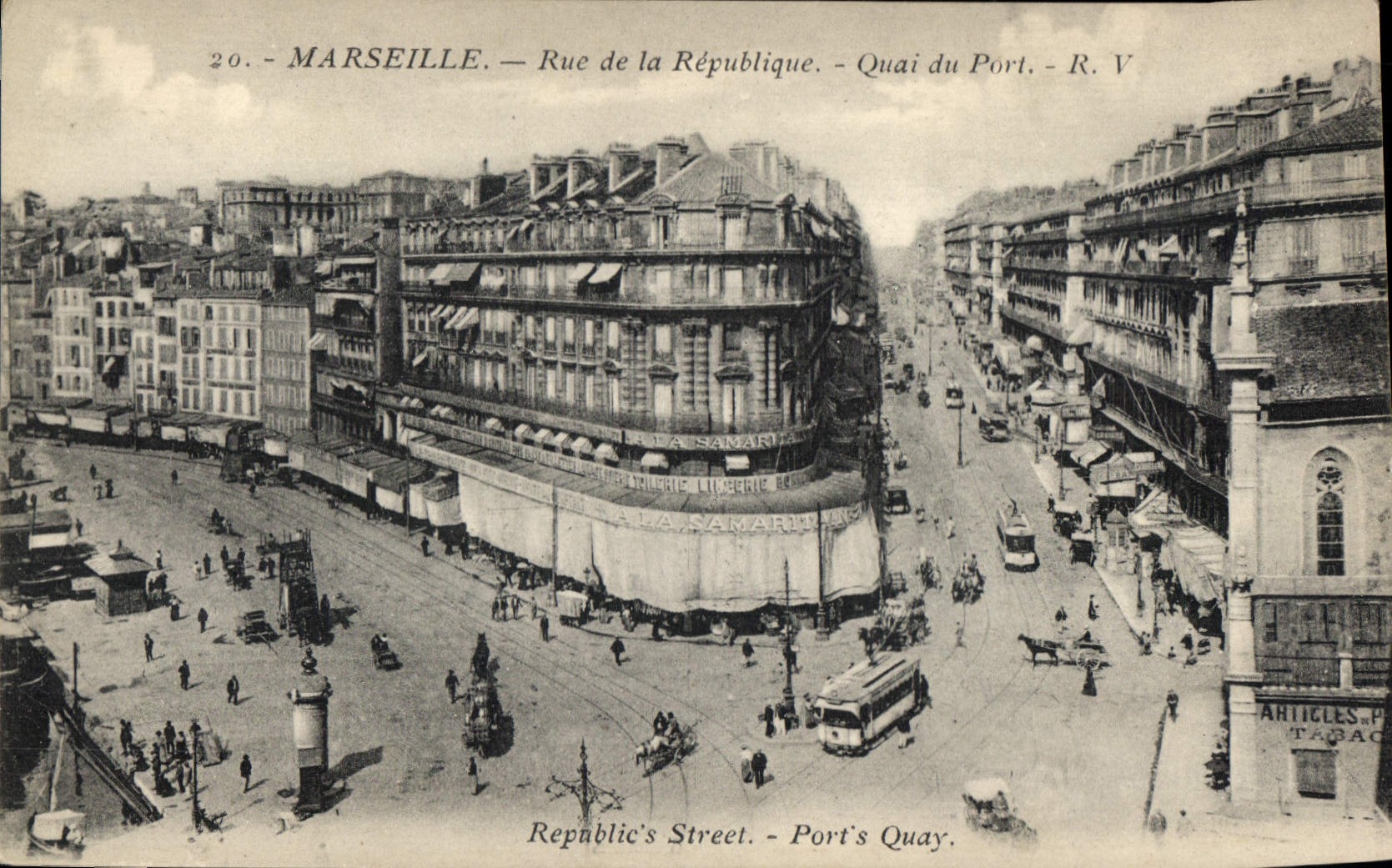 CPA Marseille Rue de la Republique Tramway Quai du Port