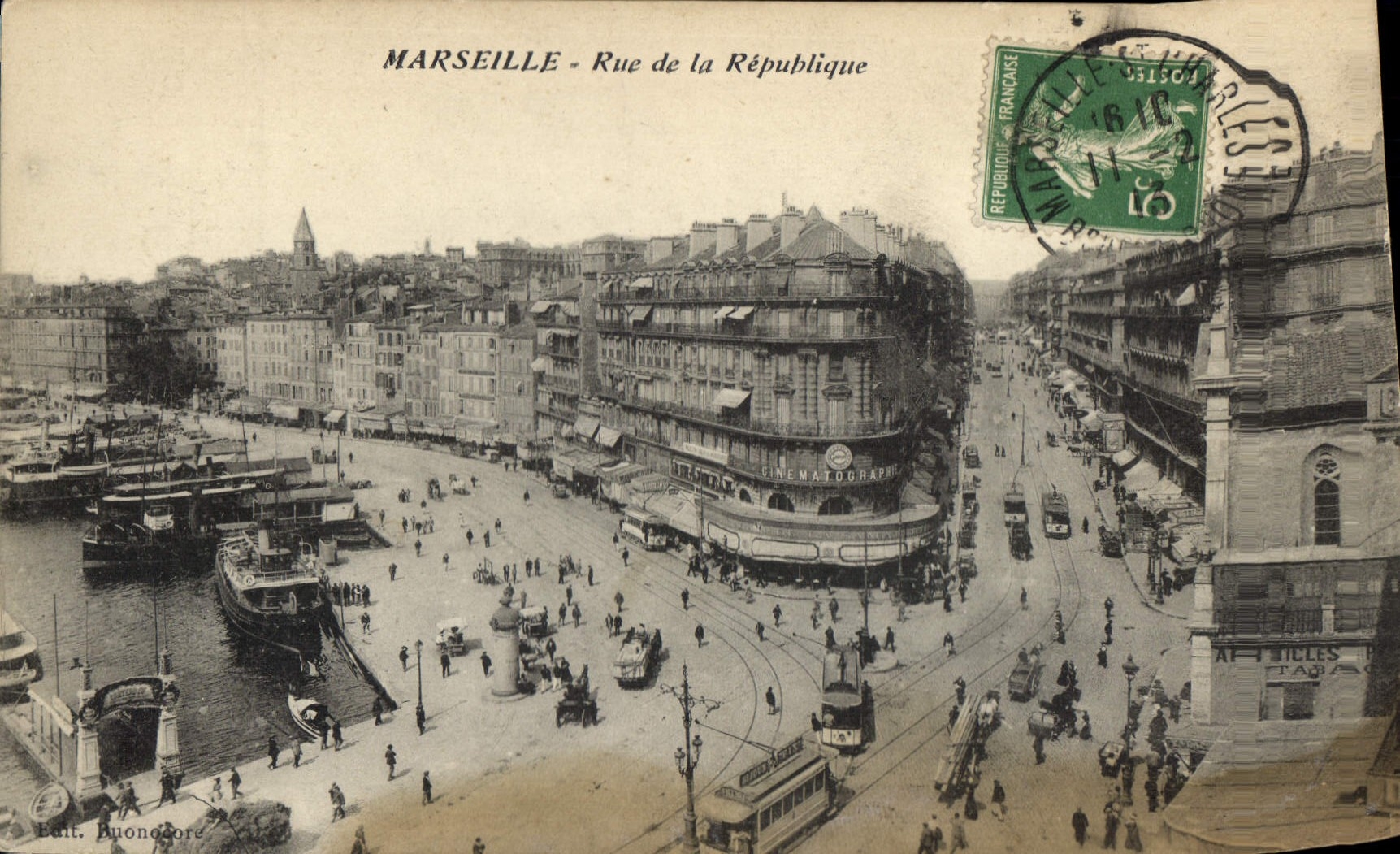 CPA Marseille Rue de la Republique Tramway  
