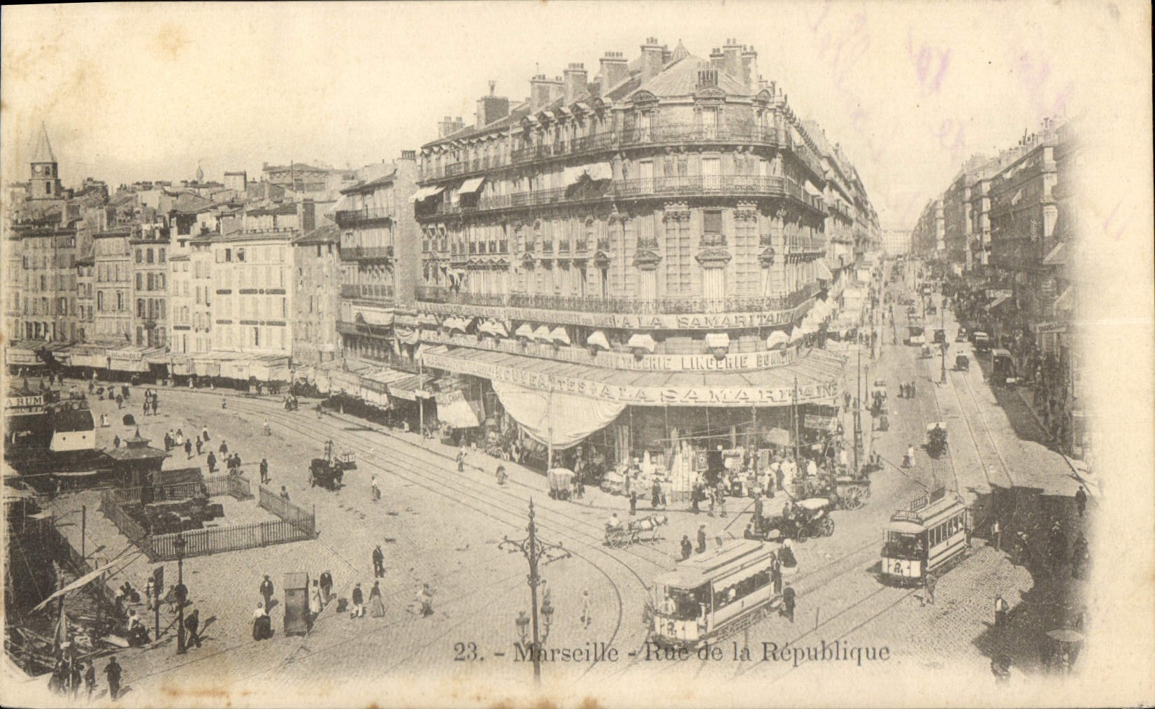 CPA Marseille Rue de la Republique Tramway  