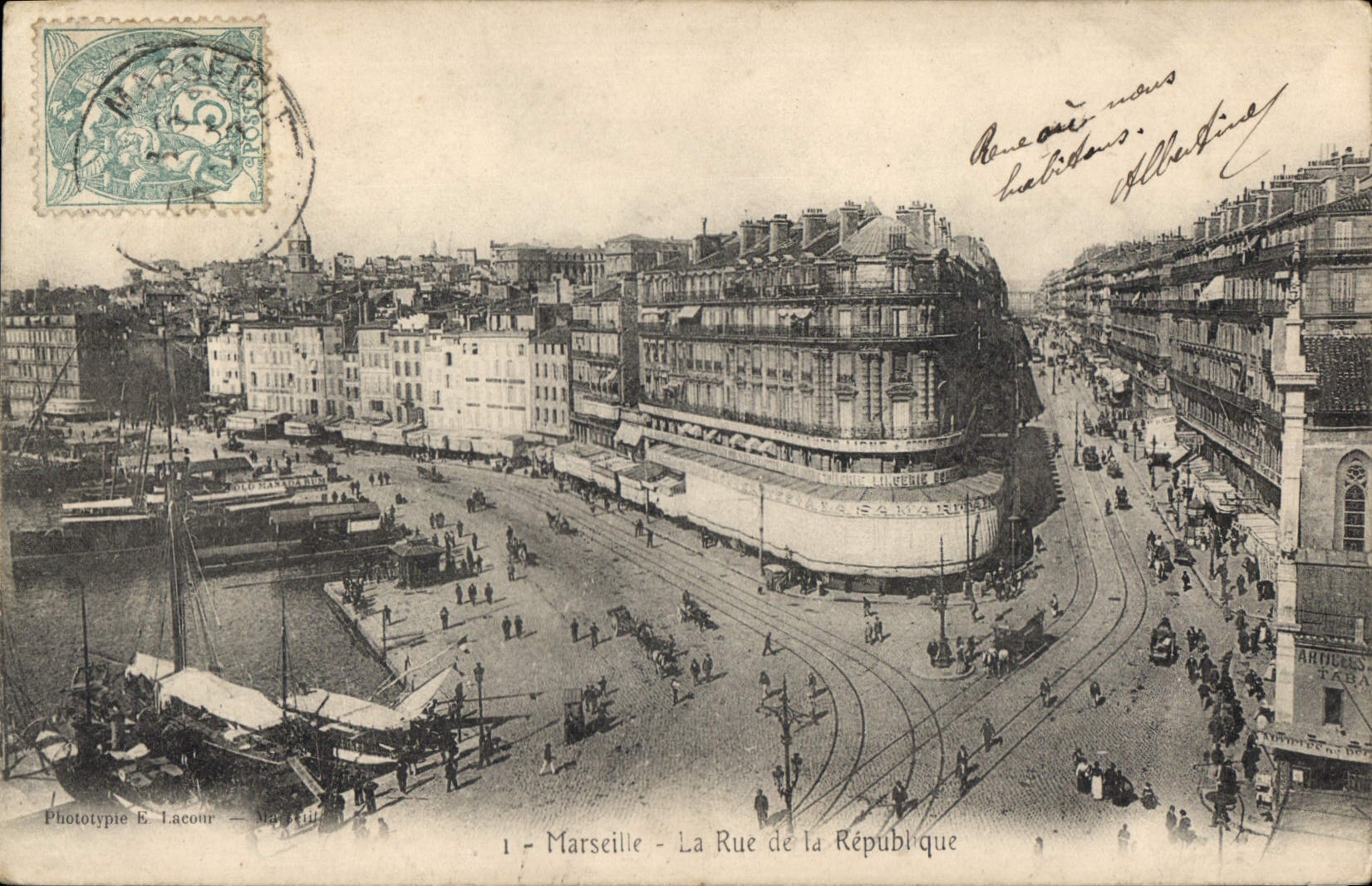 CPA Marseille Rue de la Republique Tramway  