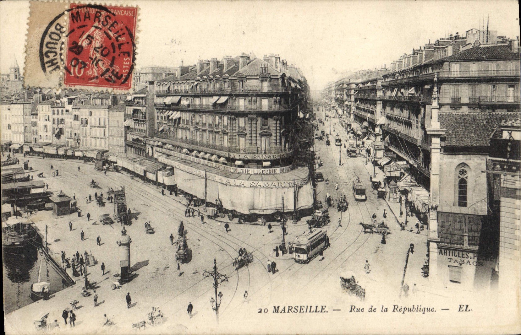 CPA Marseille Rue de la Republique Tramway  
