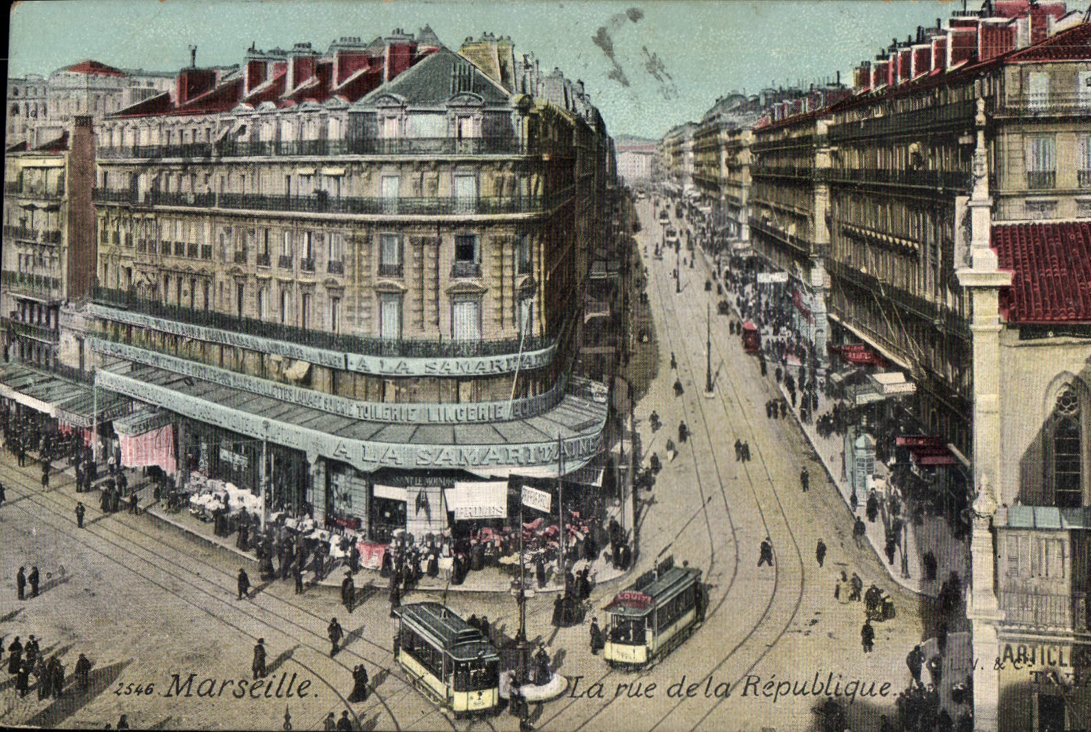 CPA Marseille la Rue de la Republique Tramway  