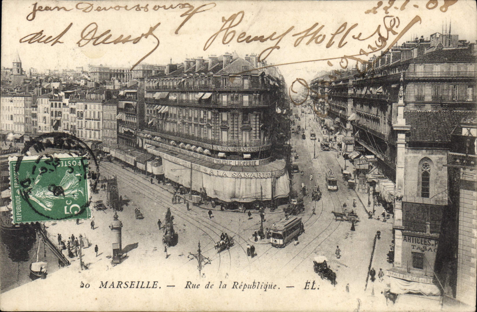 CPA Marseille Rue de la Republique Tramway  