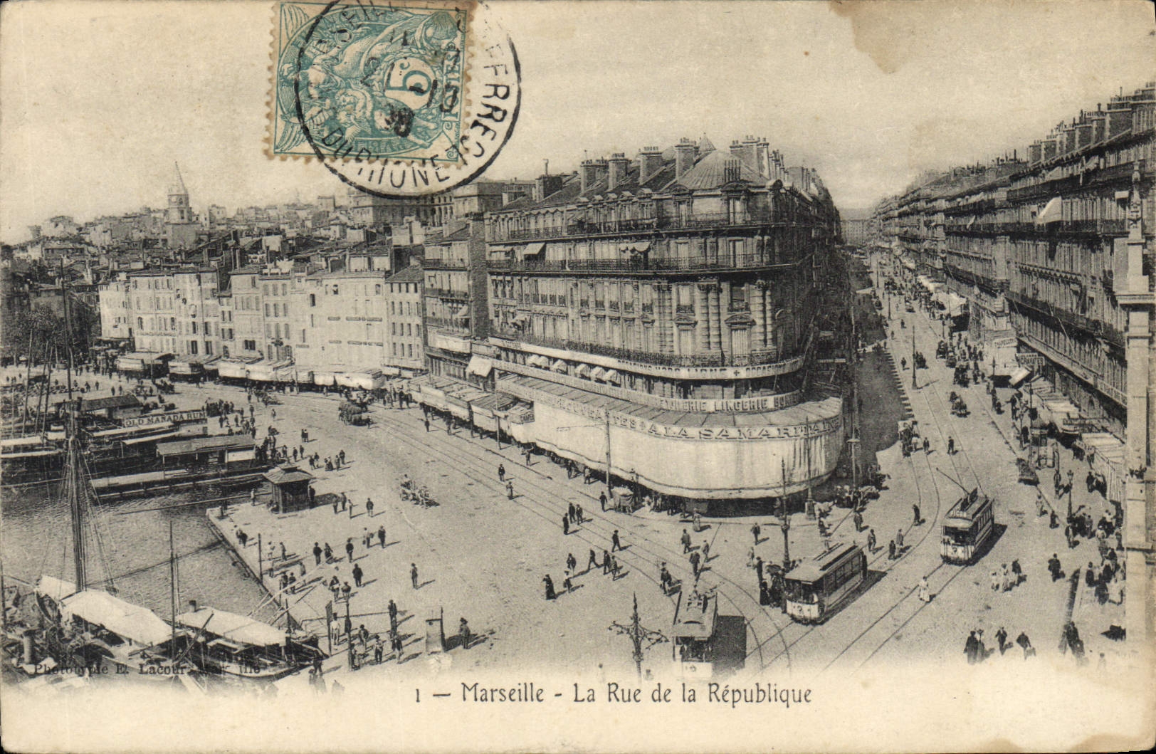 CPA Marseille la Rue de la Republique Tramway