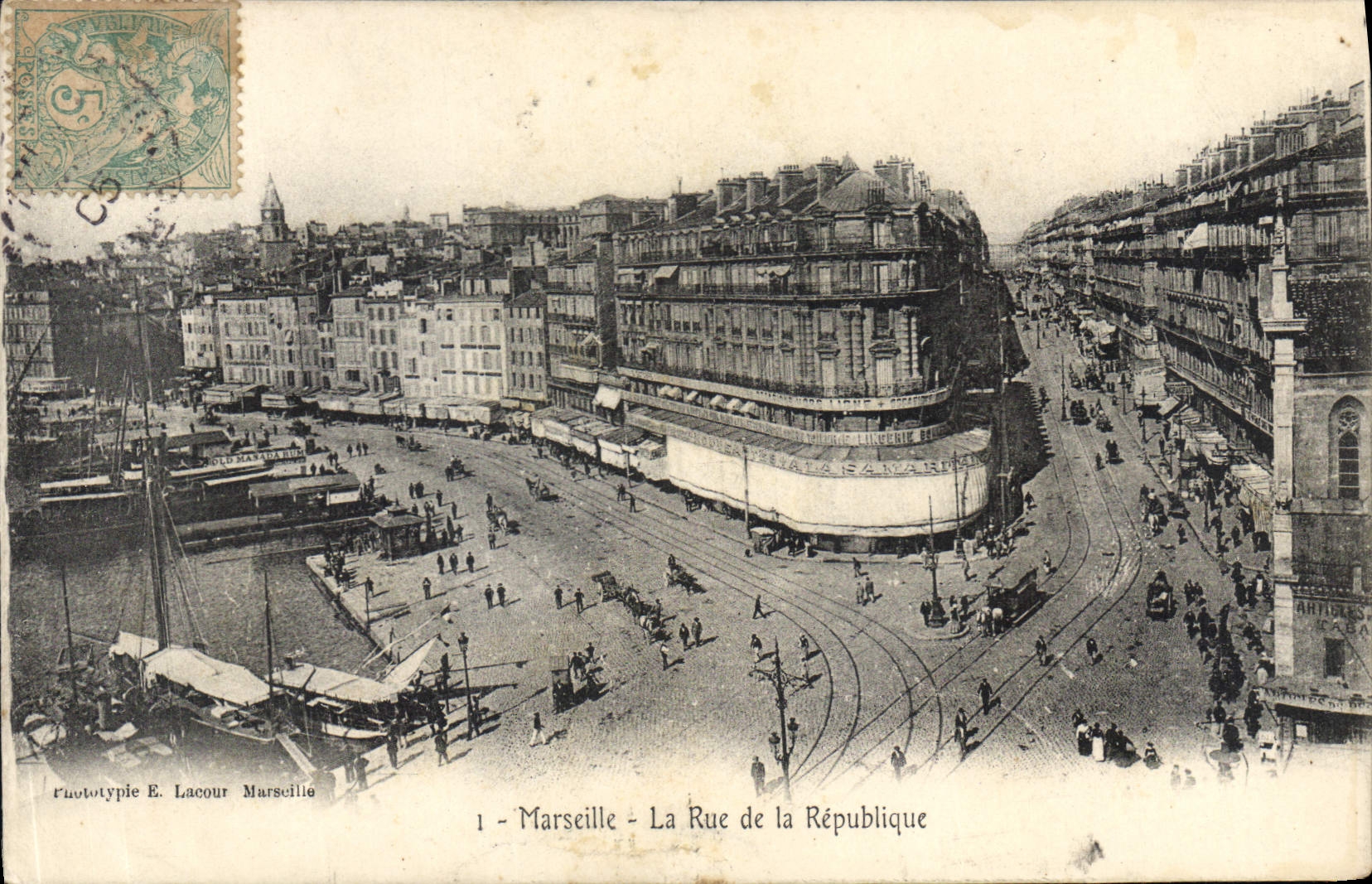 CPA Marseille la Rue de la Republique Tramway