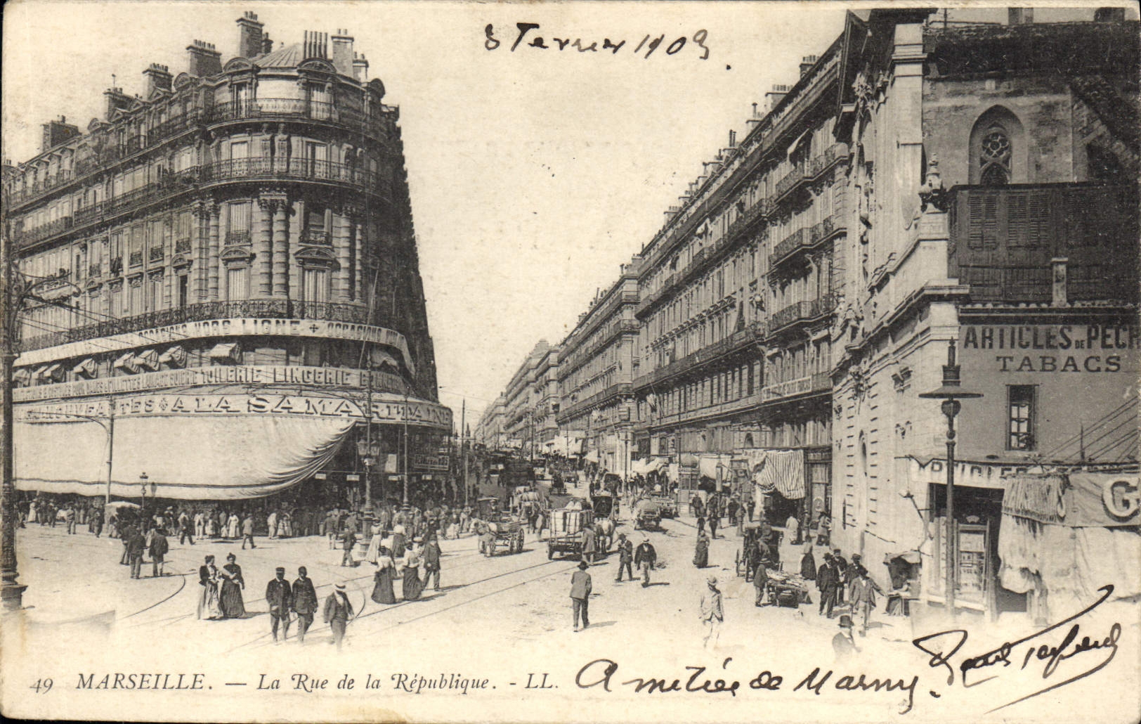 CPA Marseille la Rue de la Republique Tramway