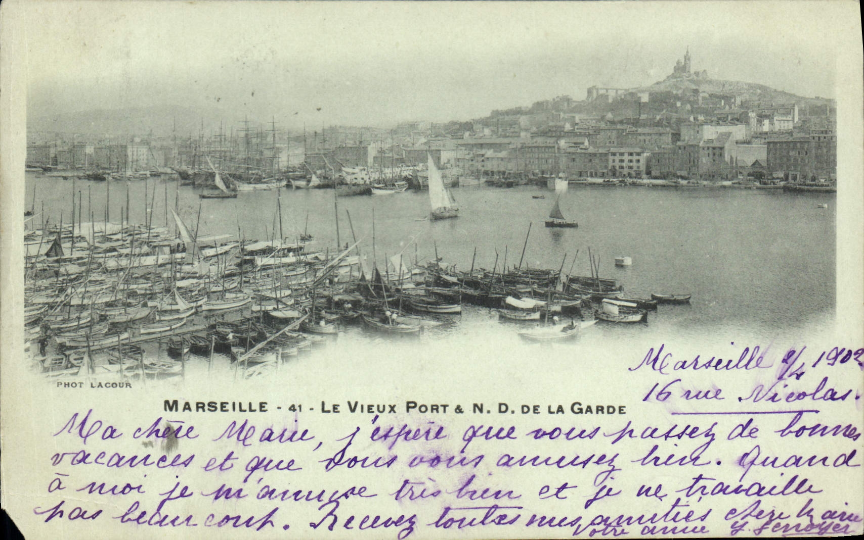 CPA Marseille le Vieux Port N D de la Garde 