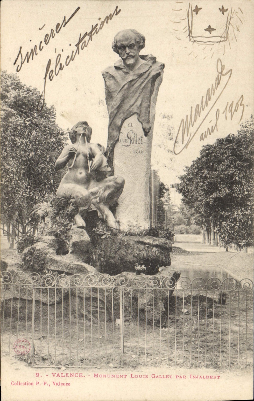CPA Valence Monument Louis Gallet 