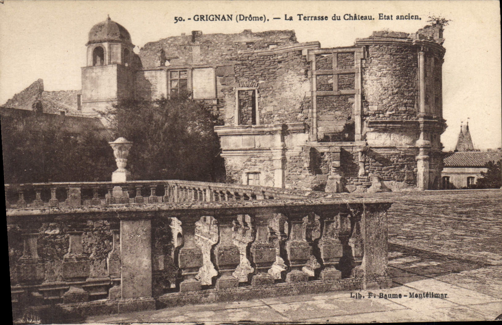 CPA grignan drome la terrasse du chateau etat ancien