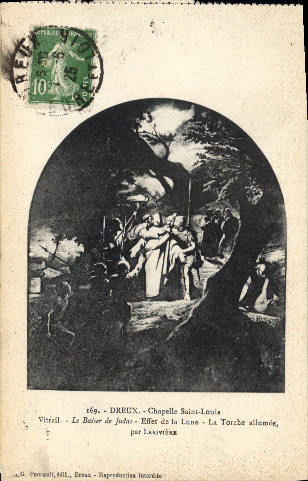 CPA Dreux Chapelle Saint louis Vitrail Le baiser de Judas