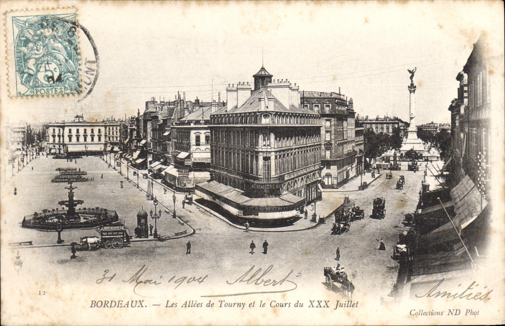 CPA Bordeaux Les Allees de Tourny et le Cours de XXX juillet