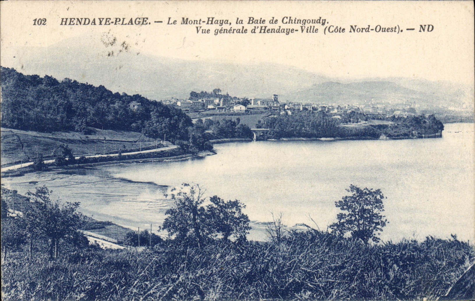 CPA Hendaye Plage Le Mont Haya la Baie de Chingoudy vue generale d'Hendaye ville(cote Nord ouest)