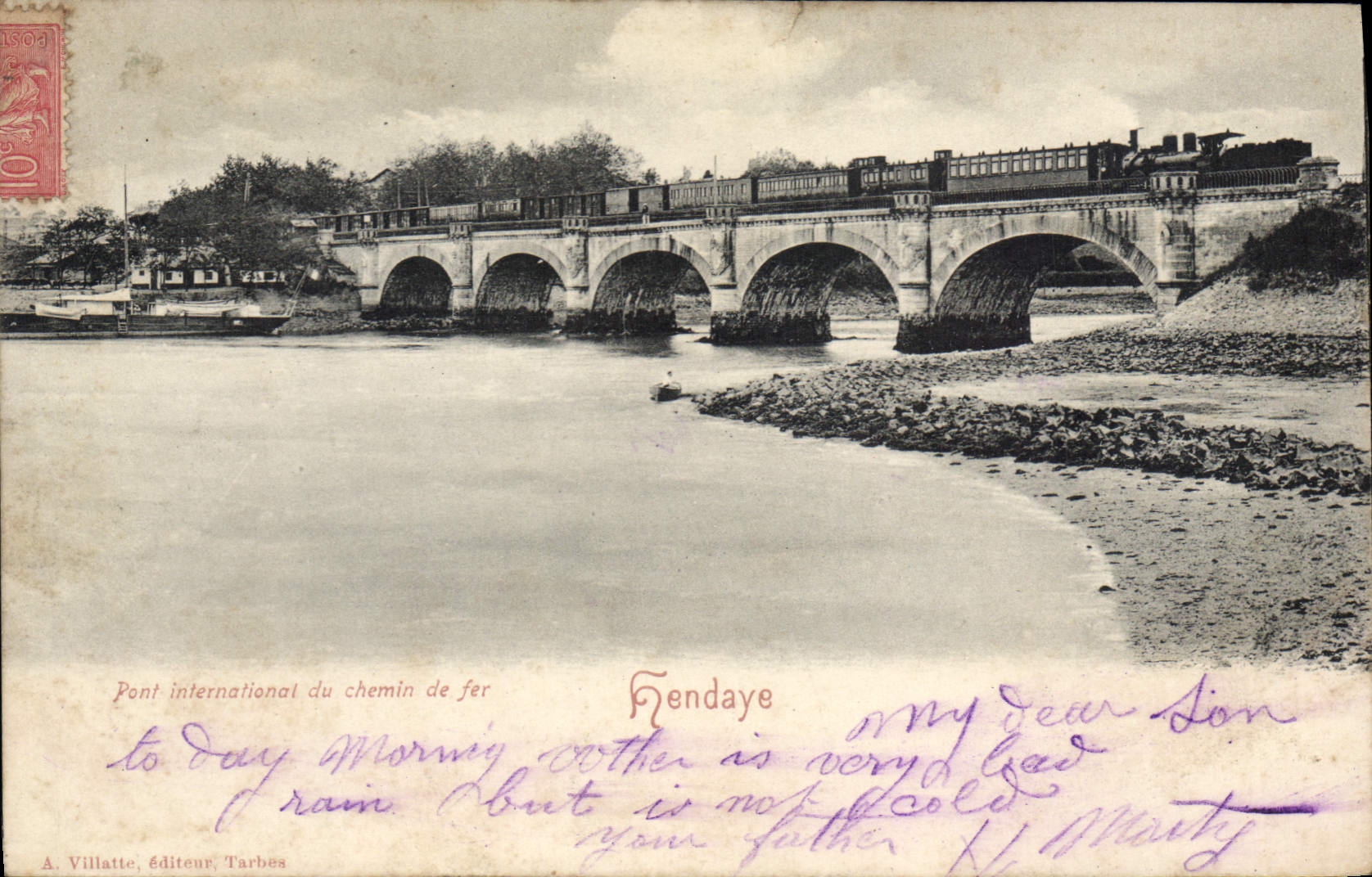 CPA Hendaye Pont international de chemin de fer Train