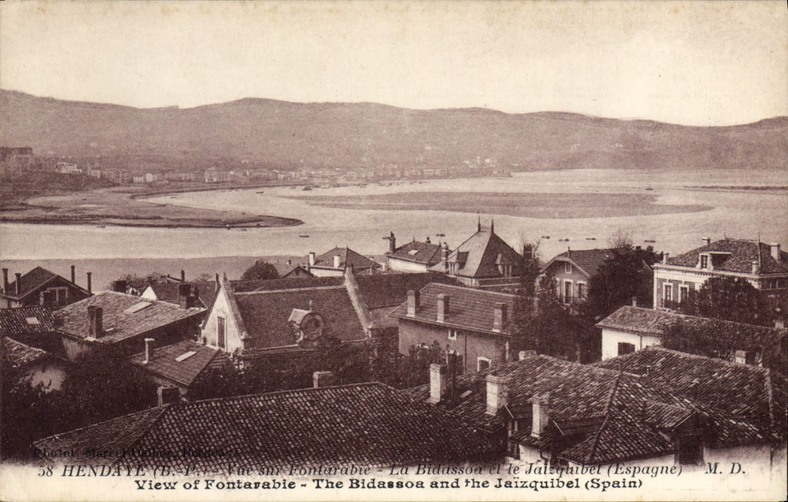 CPA Hendaye Vue Fontarabie La Bidassoa et le Jaizquibel(Espagne)