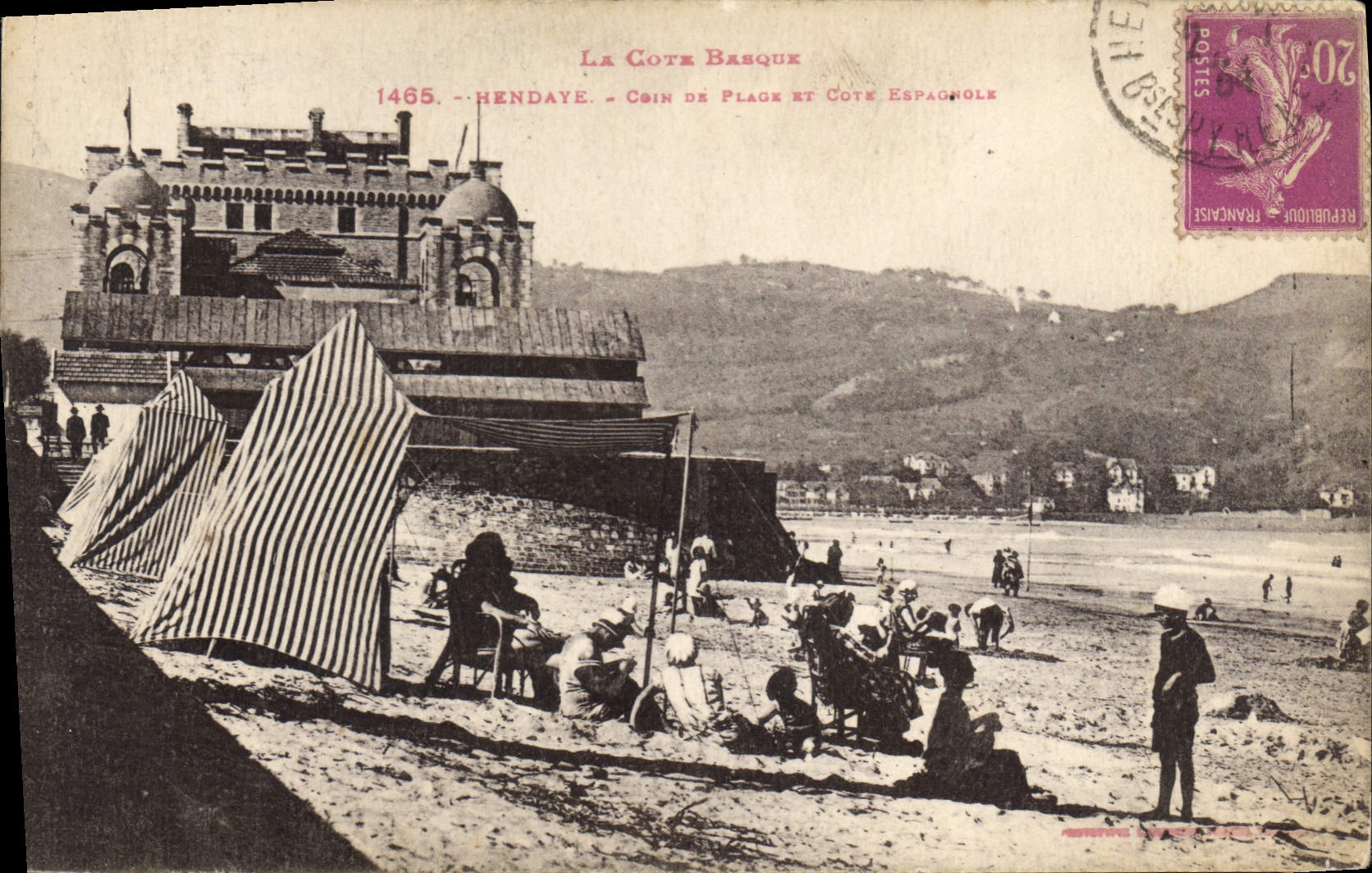 CPA Hendaye La Cote Basque Coin de Plage et Cote Espagnole